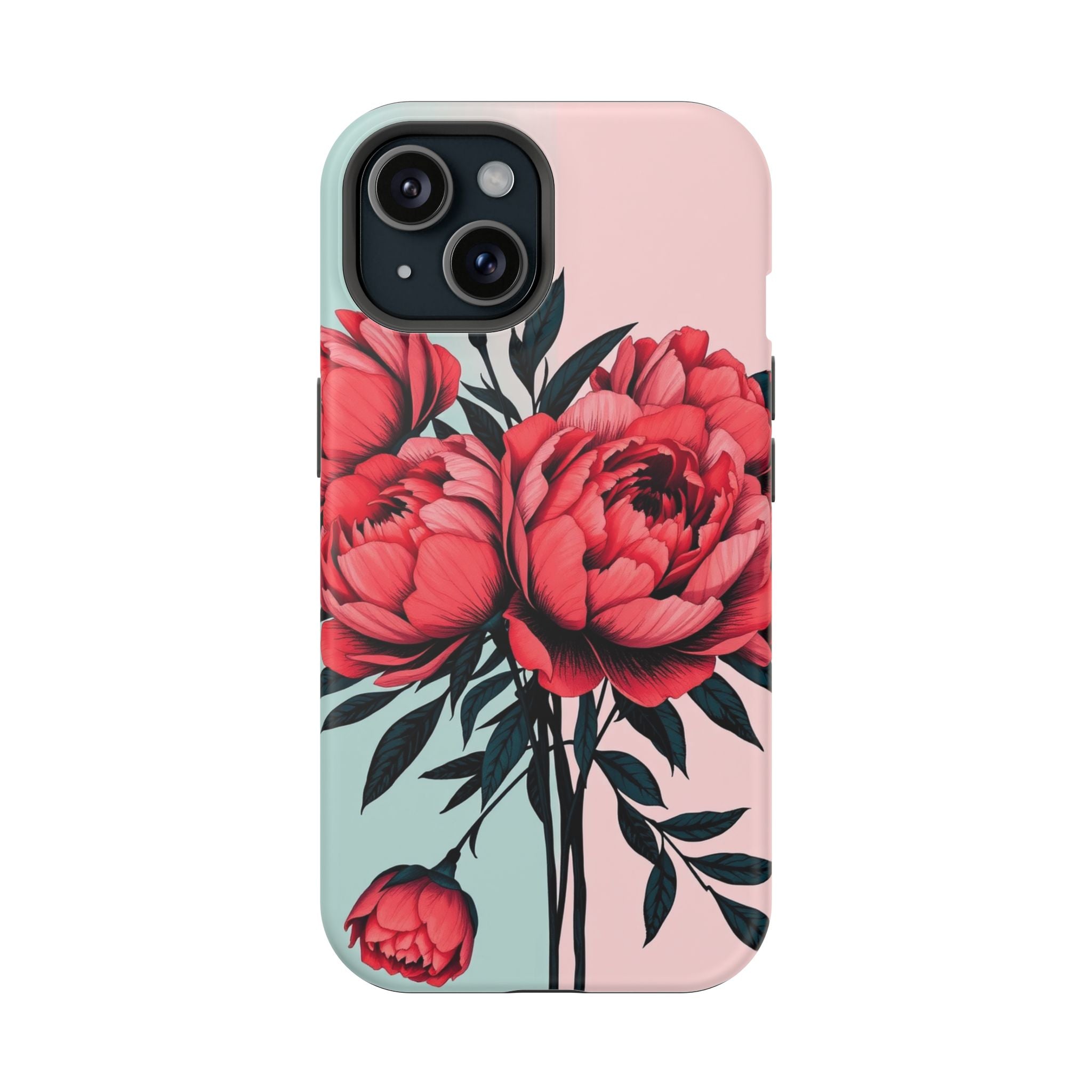 iPhone Teal And Coral Peony Bouquet Artistic Everyday Cas Slim Snap Case · iPhon