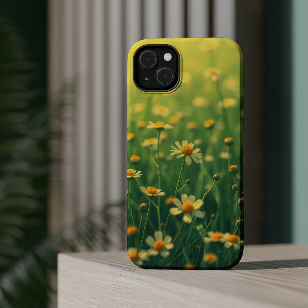 iPhone Emerald Green And Gold Wildflower Field Soft Finish Everyday · iPhone Cas