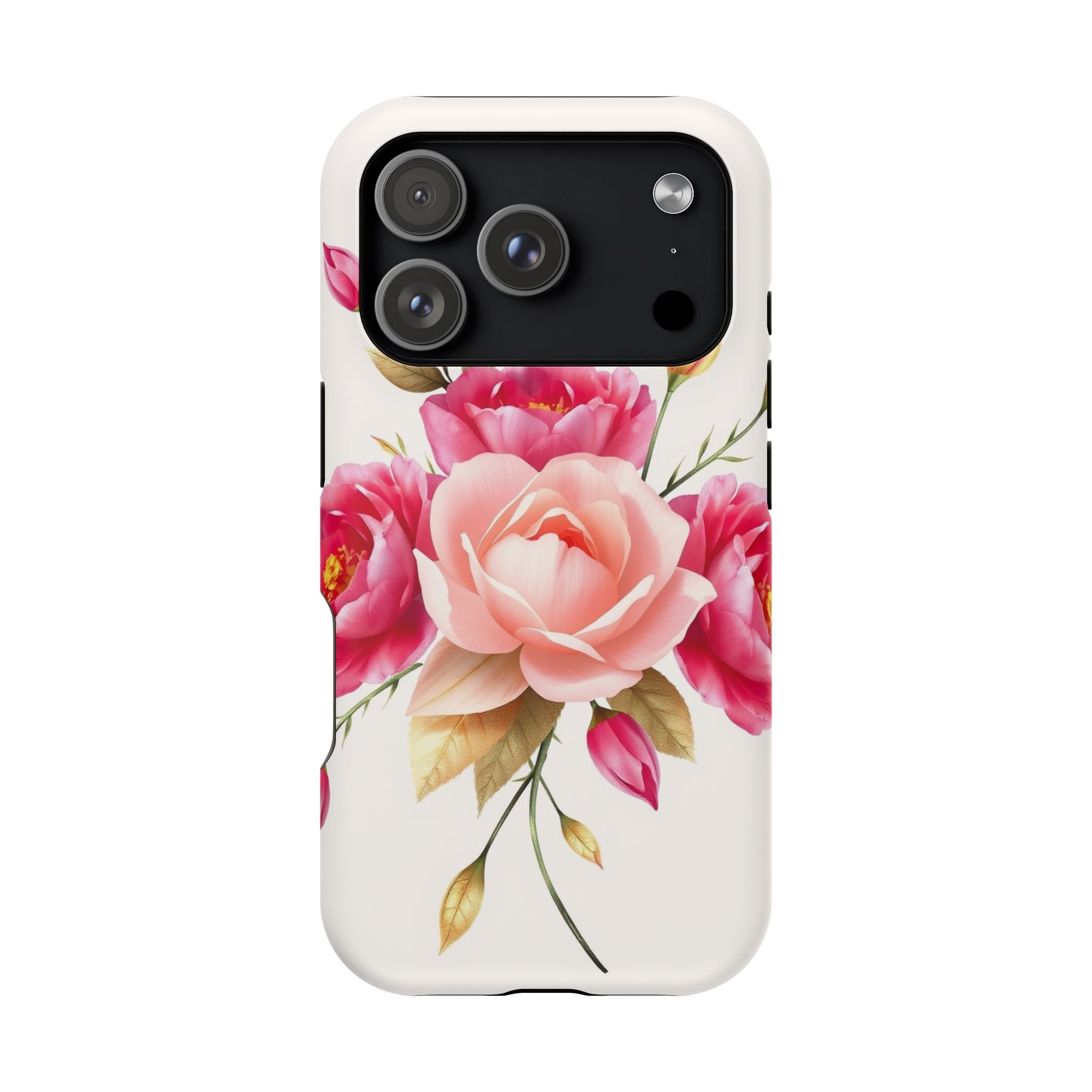 iPhone Rose Pink And Cream Neon Floral Slim Everyday Designer Case · iPhone Case