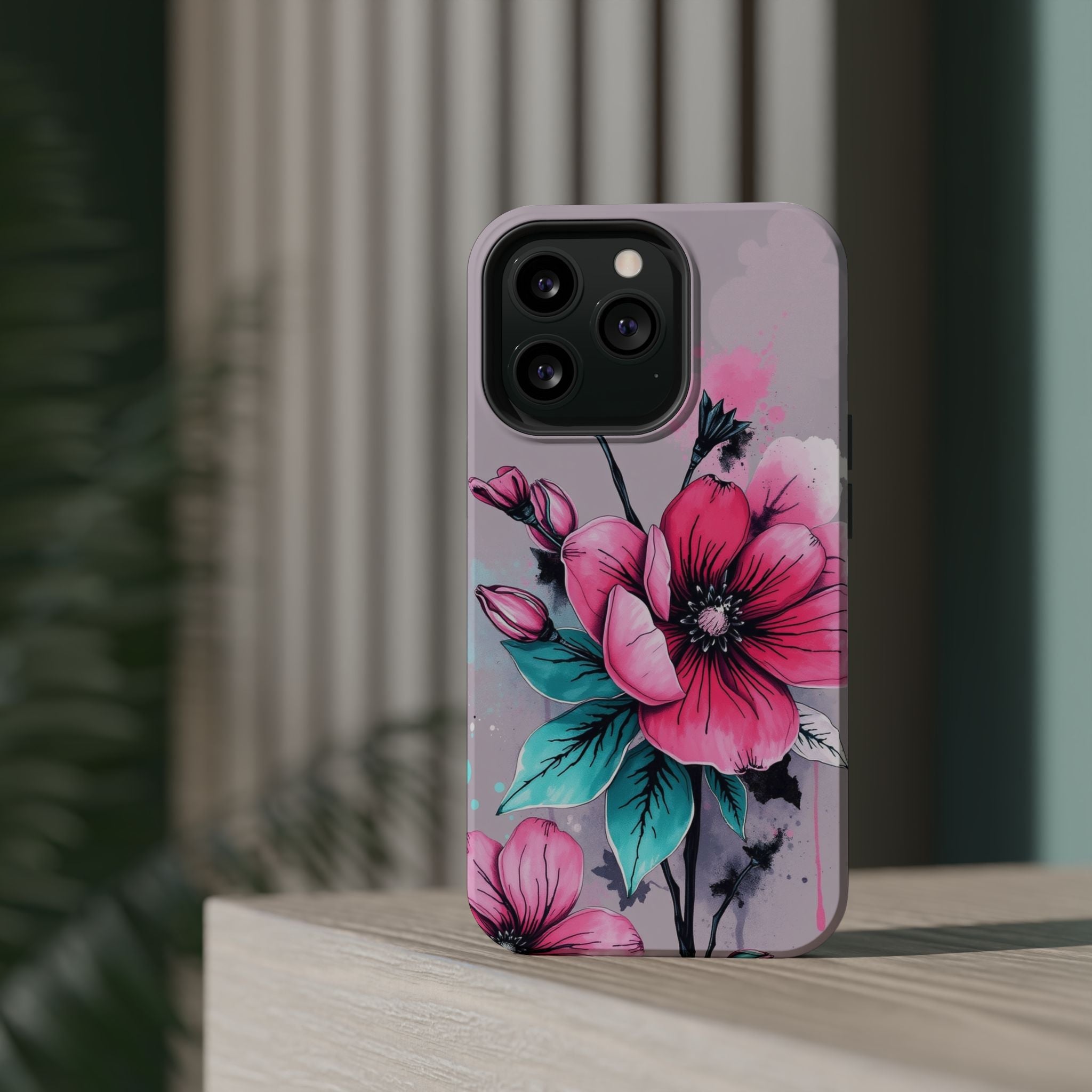 iPhone Mint And Blush Floral Ink Wash Slim Everyday Designer Case · iPhone Case