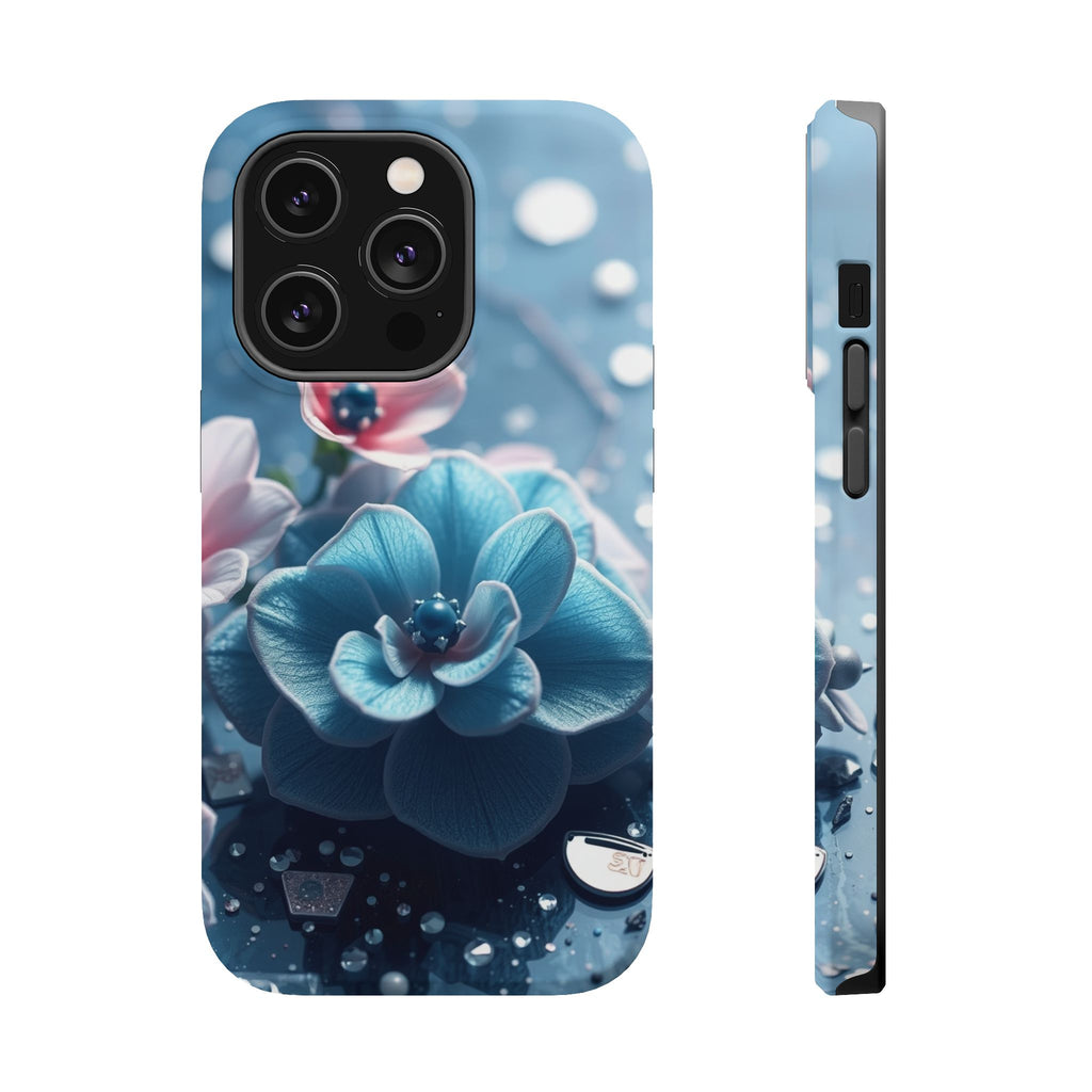 iPhone Midnight Blue And Silver Floral Terrazzo Soft iPhone Finish · iPhone Case