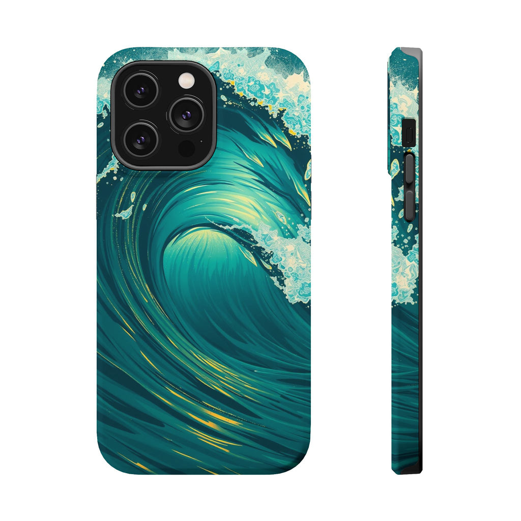 iPhone Emerald Green And Gold Ocean Wave Crash Soft iPhone Finish · iPhone Case