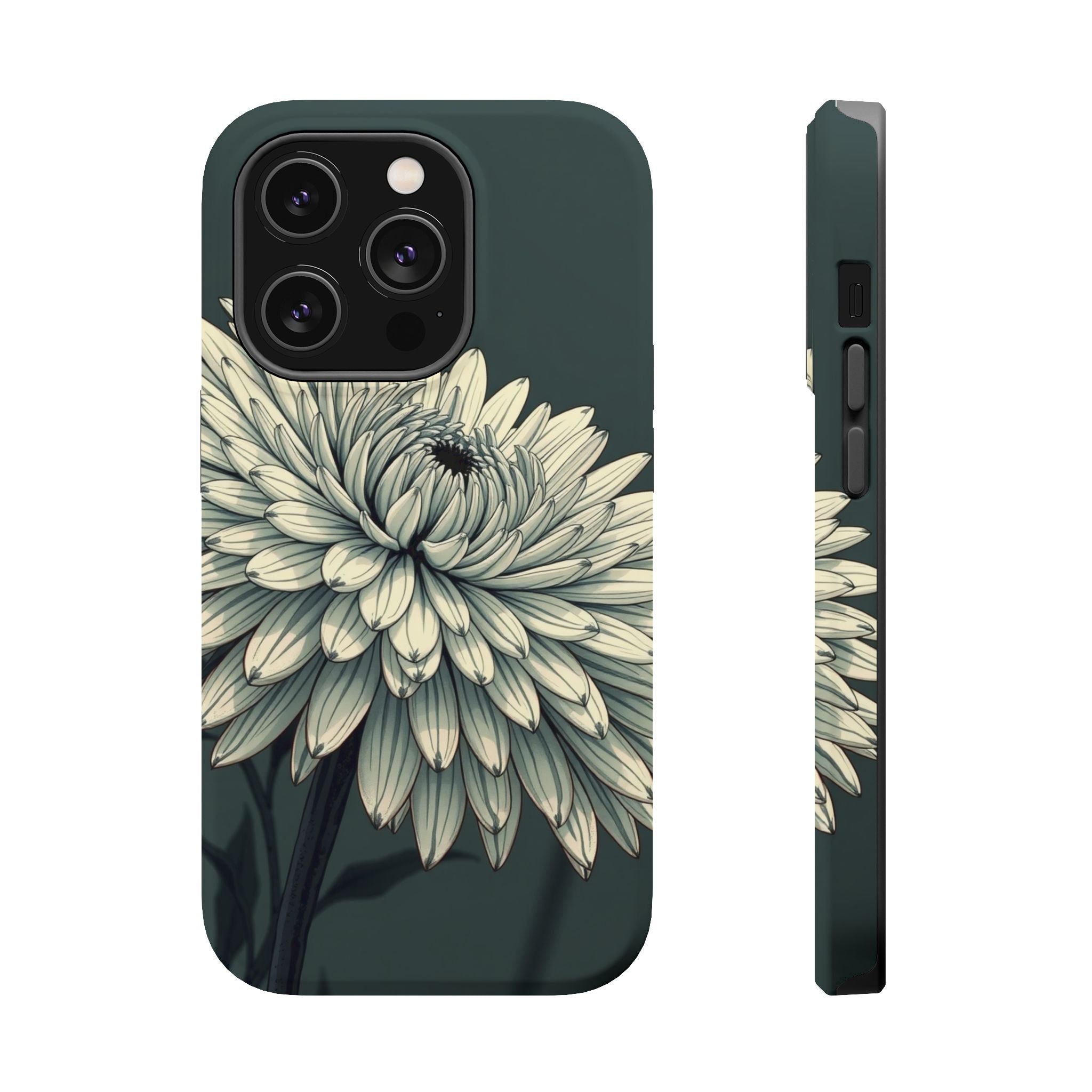 iPhone Chrysanthemum Classic Dark Gothic Ink Carry Case Slim Snap Case · iPhone