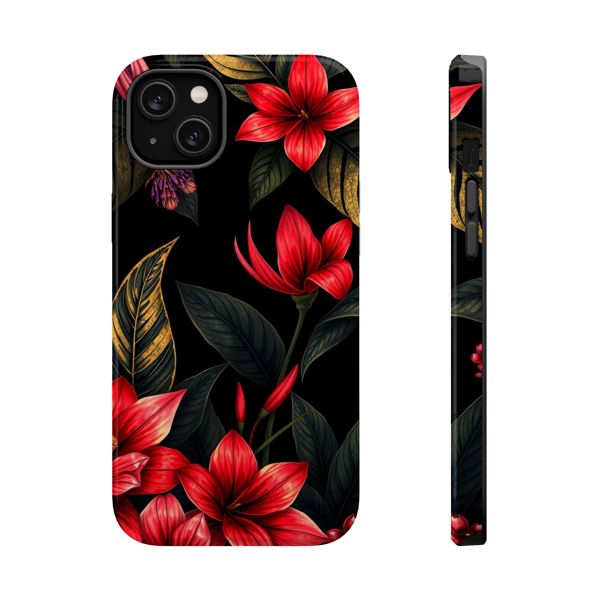 iPhone Black And Crimson Jungle Floral Slim Everyday Designer Case · iPhone Case