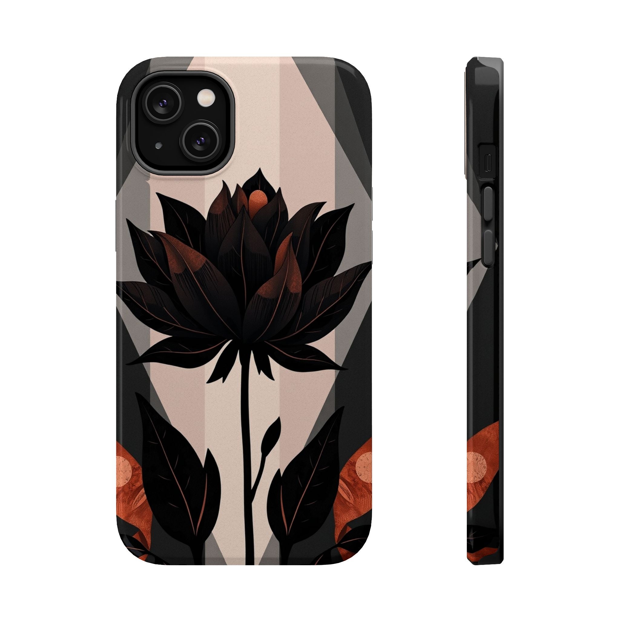 iPhone Charcoal And Copper Floral Silhouette Slim iPhone Everyday · iPhone Case