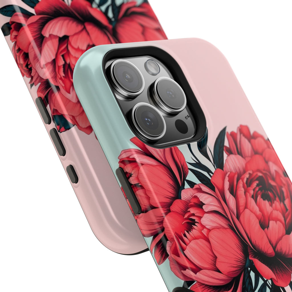 iPhone Teal And Coral Peony Bouquet Artistic Everyday Cas Slim Snap Case · iPhon