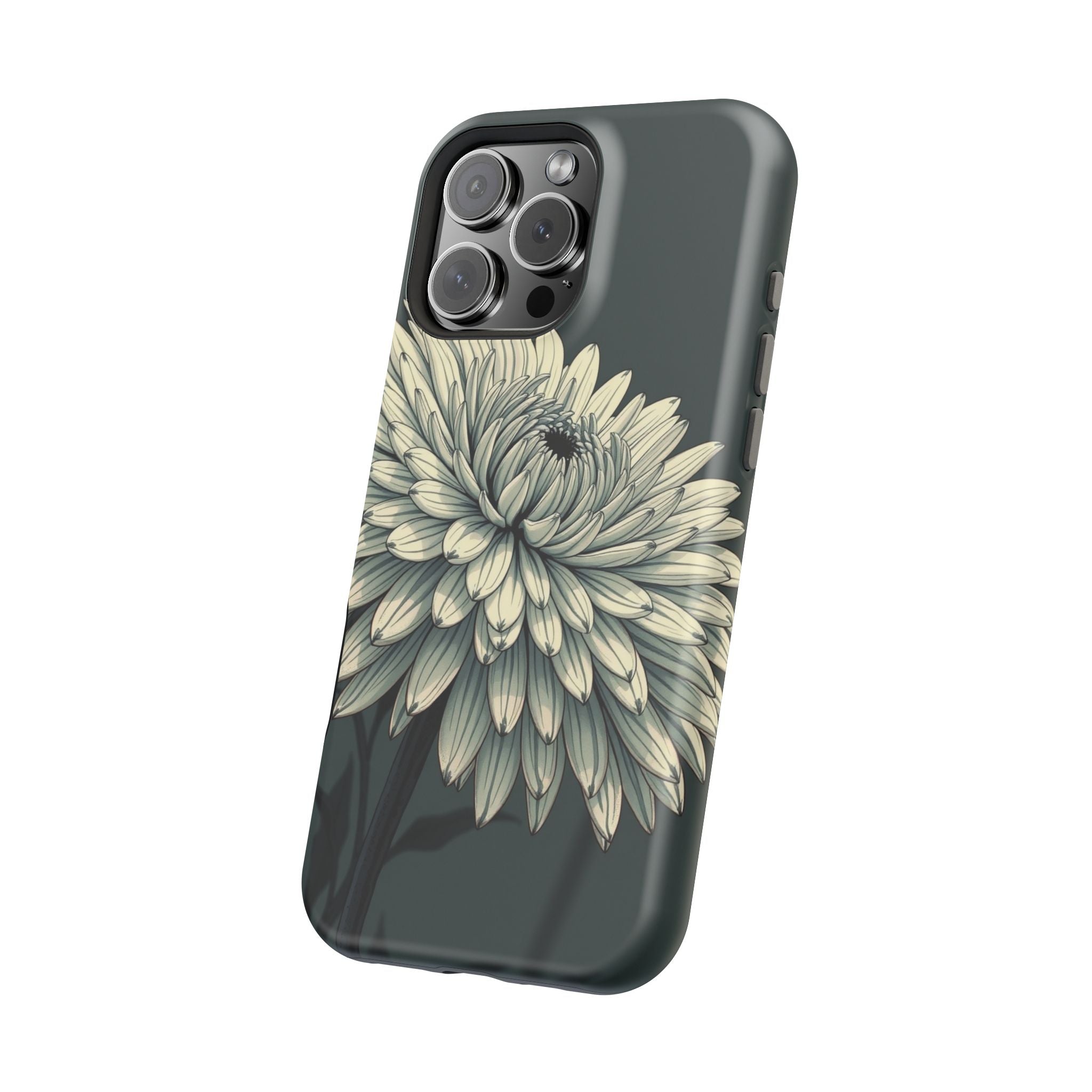 iPhone Chrysanthemum Classic Dark Gothic Ink Carry Case Slim Snap Case · iPhone