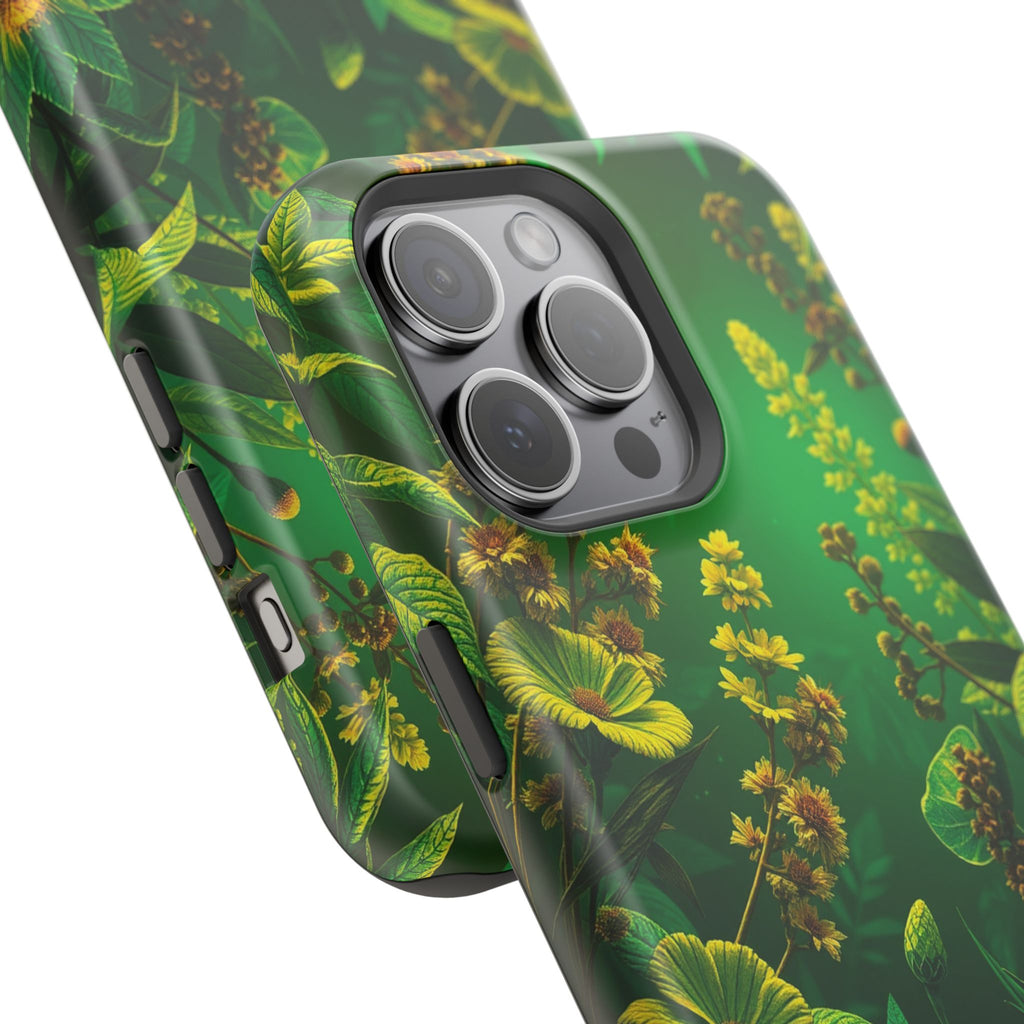 iPhone Emerald Green And Gold Vintage Botanicals Print Slim Snap Case · iPhone C