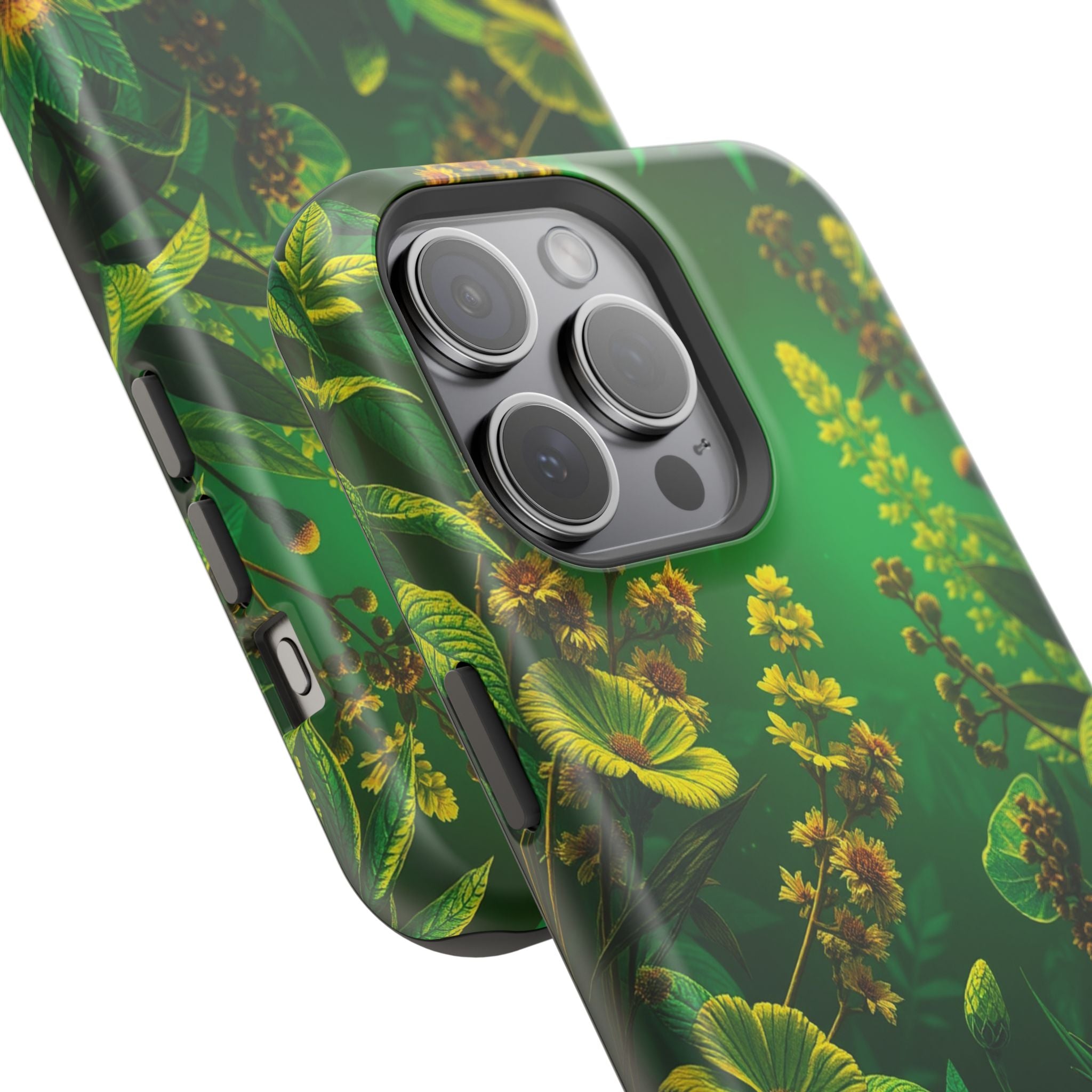 iPhone Emerald Green And Gold Vintage Botanicals Print Slim Snap Case · iPhone C