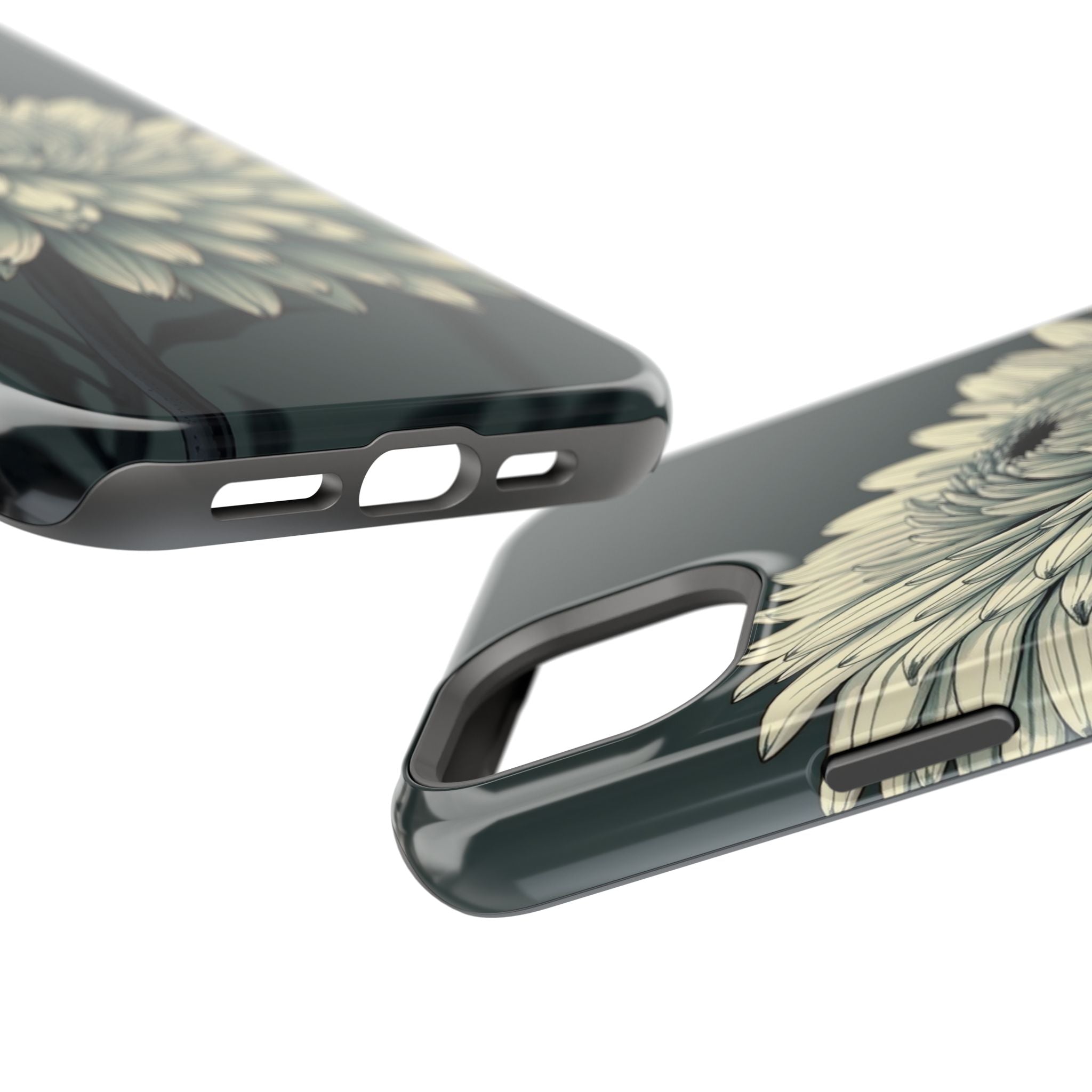 iPhone Chrysanthemum Classic Dark Gothic Ink Carry Case Slim Snap Case · iPhone