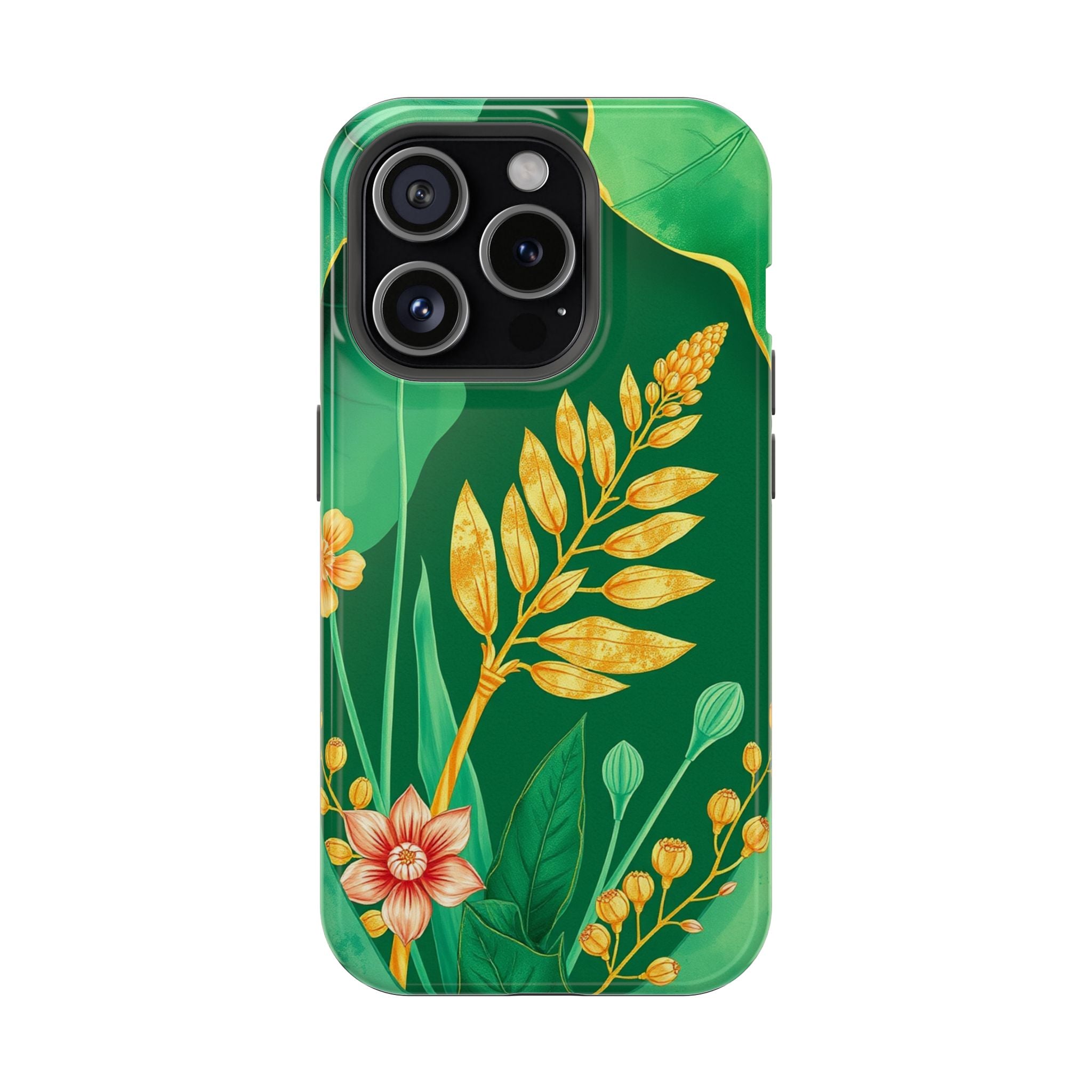 iPhone Emerald Green And Gold Botanical Illustration Ga Slim Snap Case · iPhone