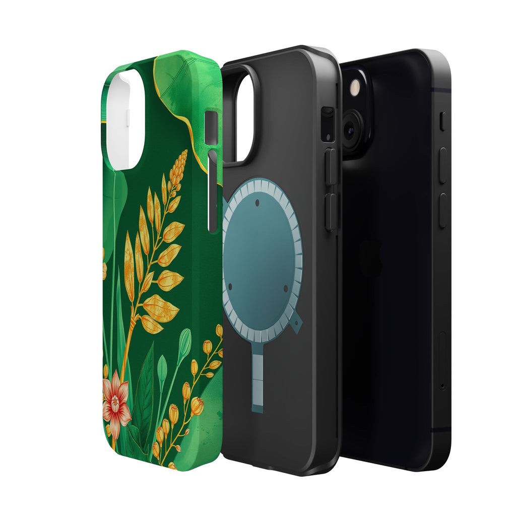 iPhone Emerald Green And Gold Botanical Illustration Ga Slim Snap Case · iPhone