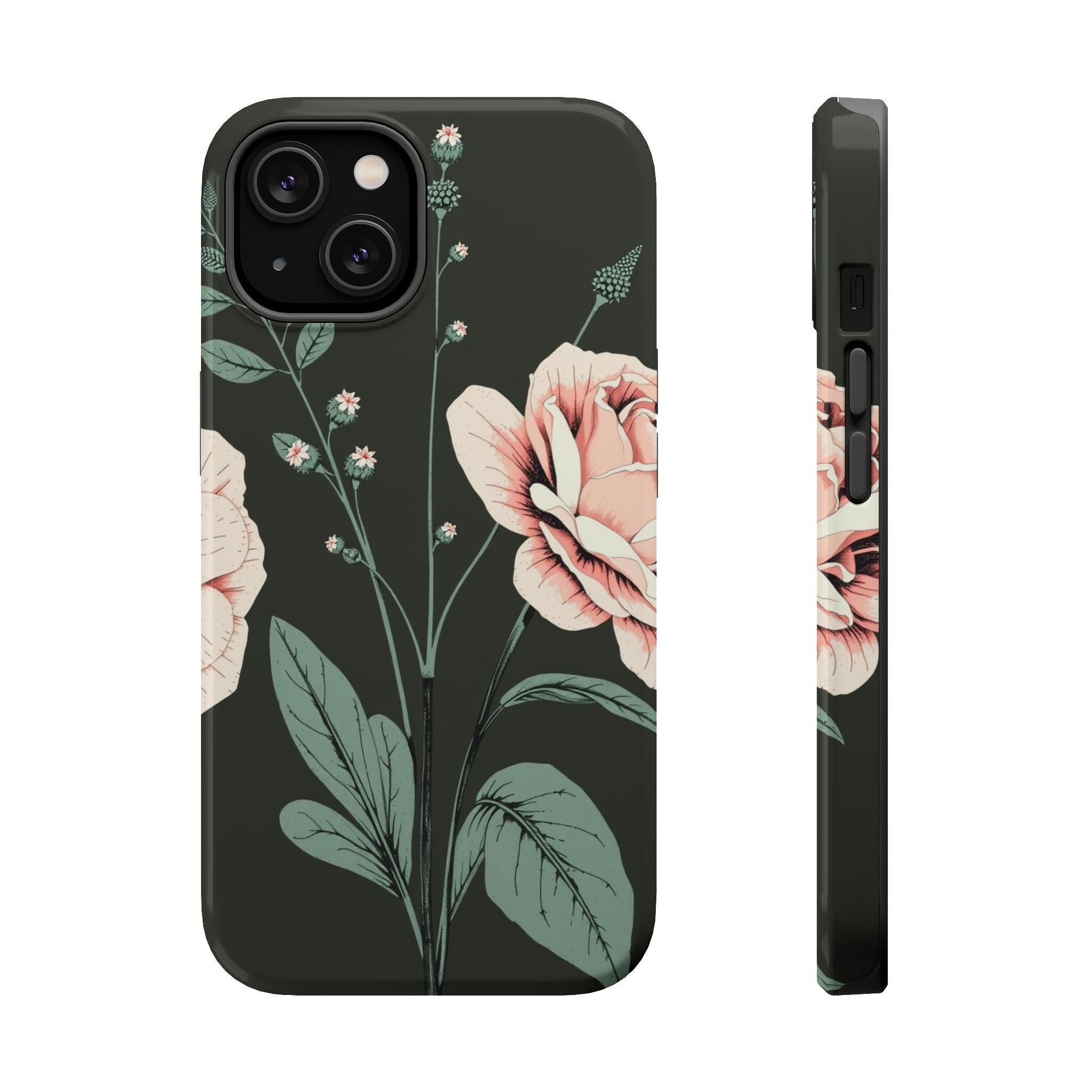 iPhone Mint And Blush Vintage Botanical Print Slim Everyday Designer Case · iPho