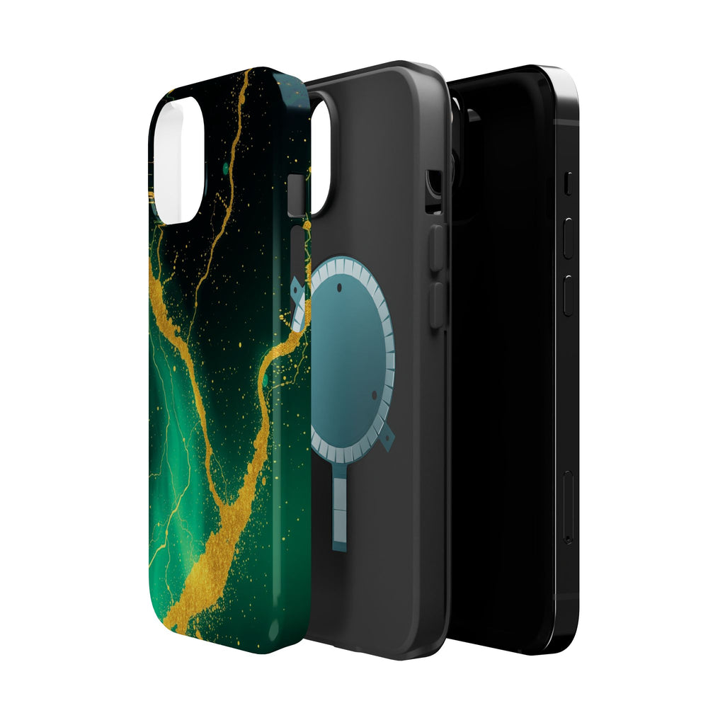 iPhone Emerald Green And Gold Petal Storm Slim iPhone Everyday Designer · iPhone