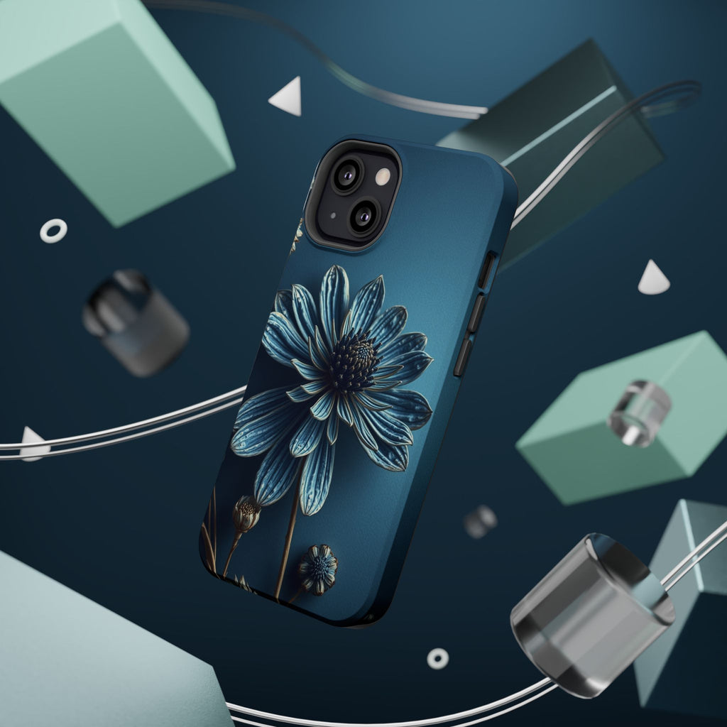 iPhone Midnight Blue And Silver Dried Flower Flat Lay iPhone 15 · iPhone Case