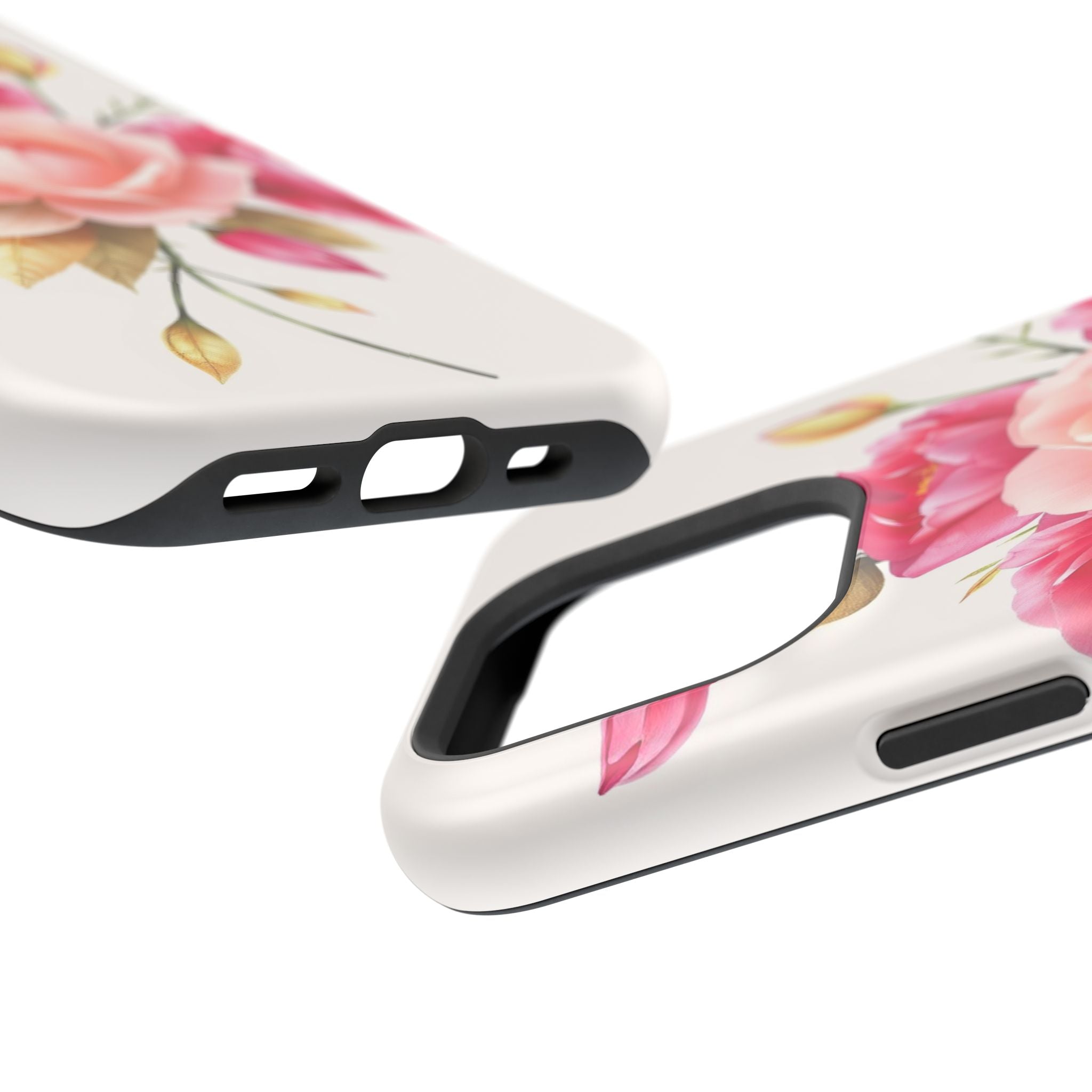 iPhone Rose Pink And Cream Neon Floral Slim Everyday Designer Case · iPhone Case