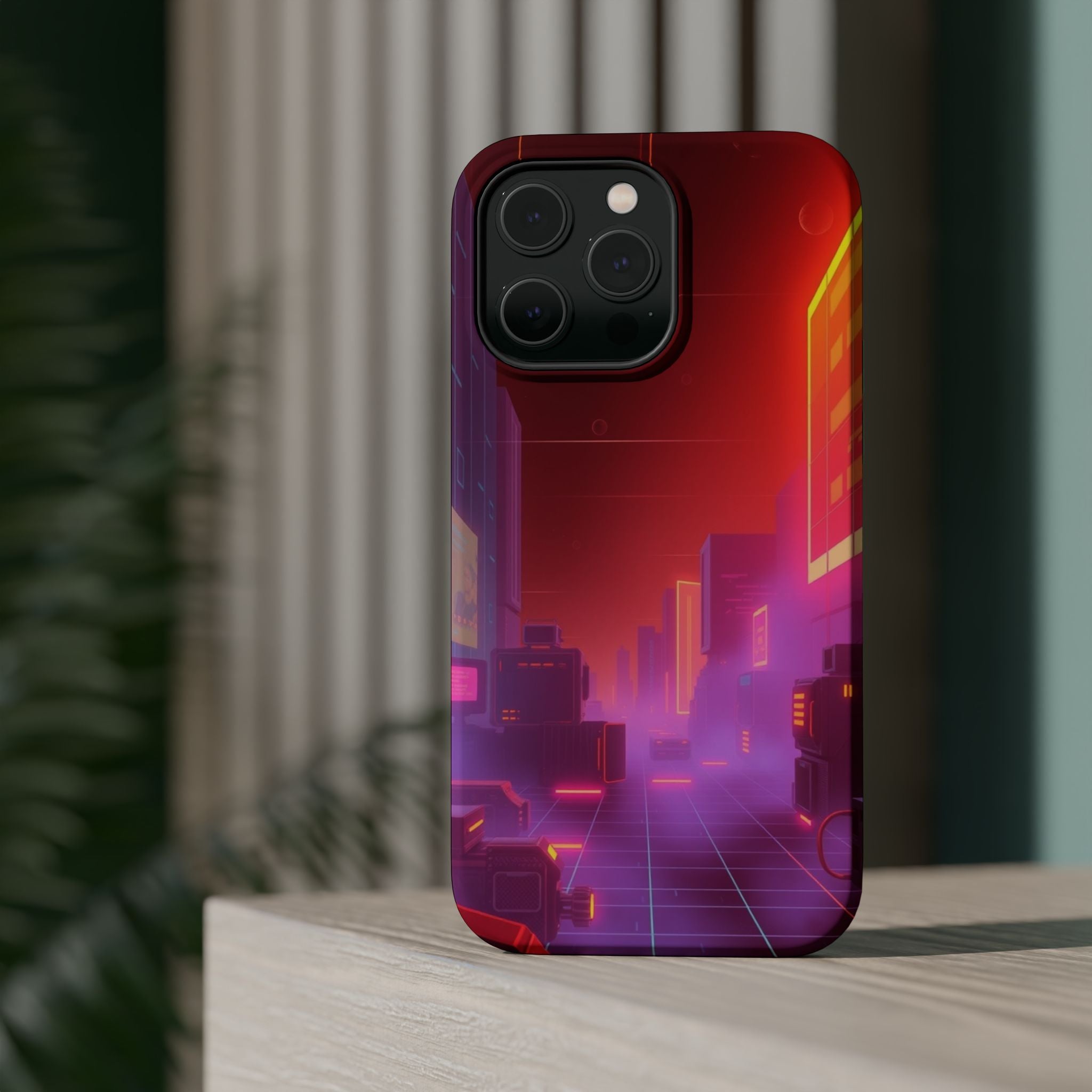 iPhone Dreamy 80s Grid Synthwave Design Slim Everyday Designer Case · iPhone Cas