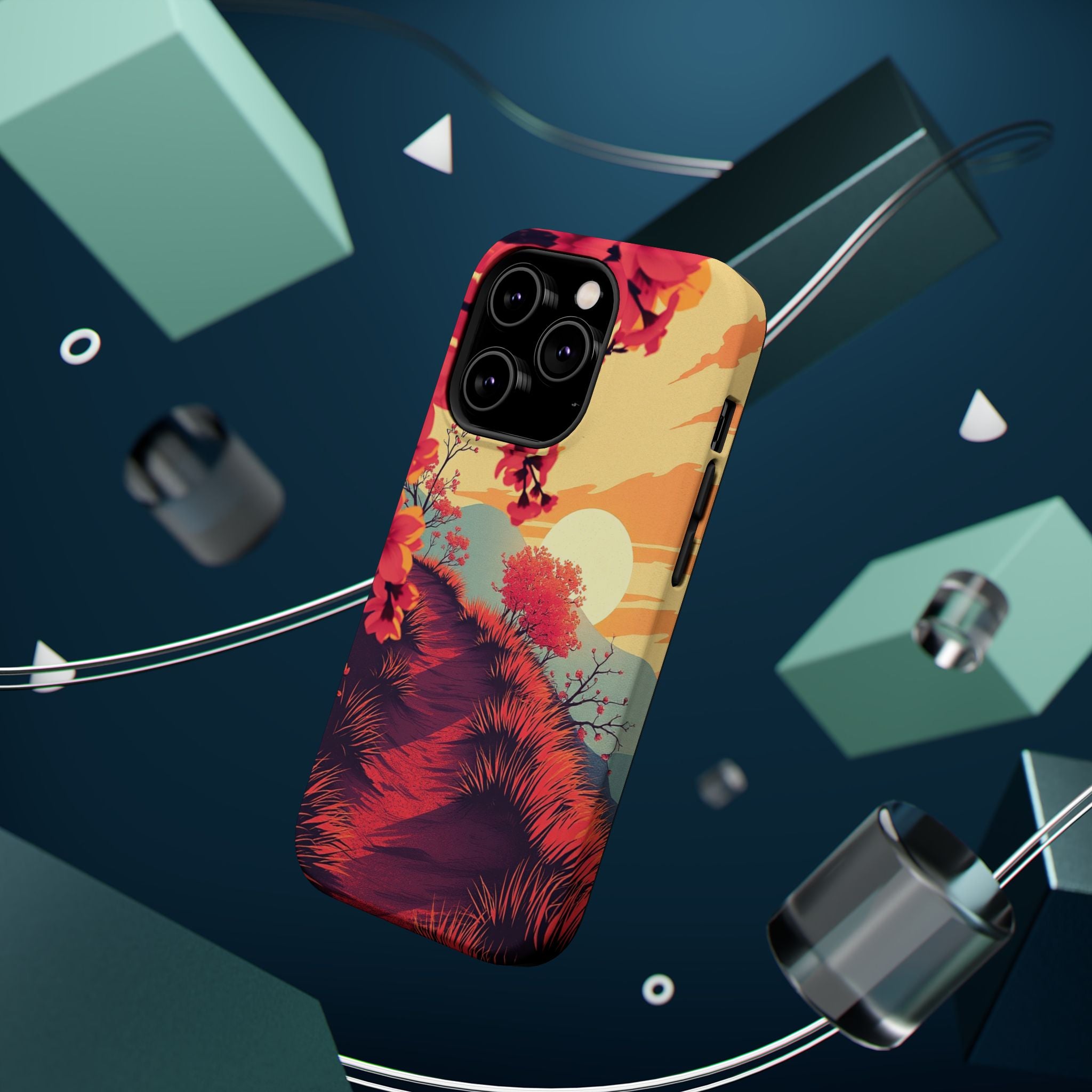 iPhone Sunset Amber And Peach Blossom Trail Soft iPhone 15 Finish · iPhone Case