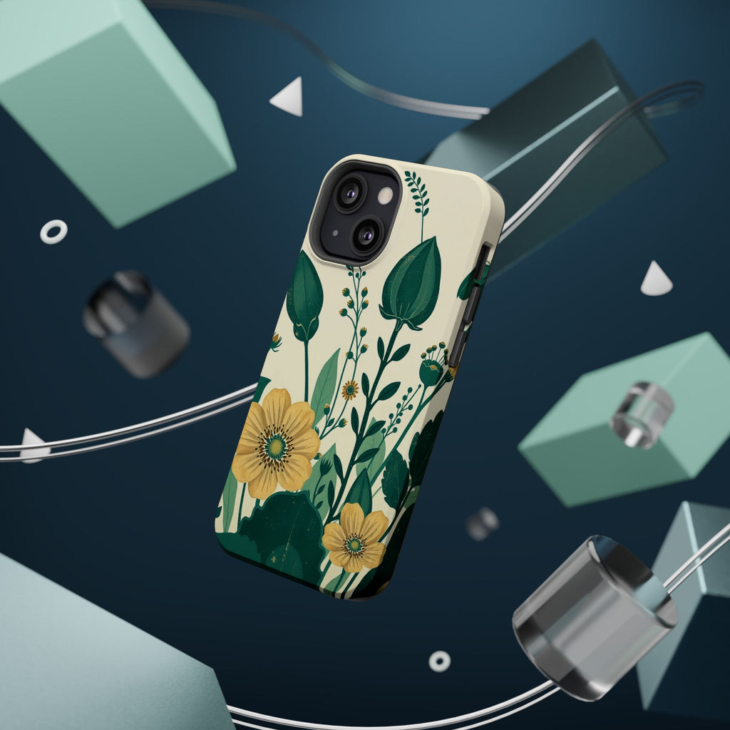 iPhone Emerald Green And Gold Pressed Botanicals Clean iPhone Minimal · iPhone C
