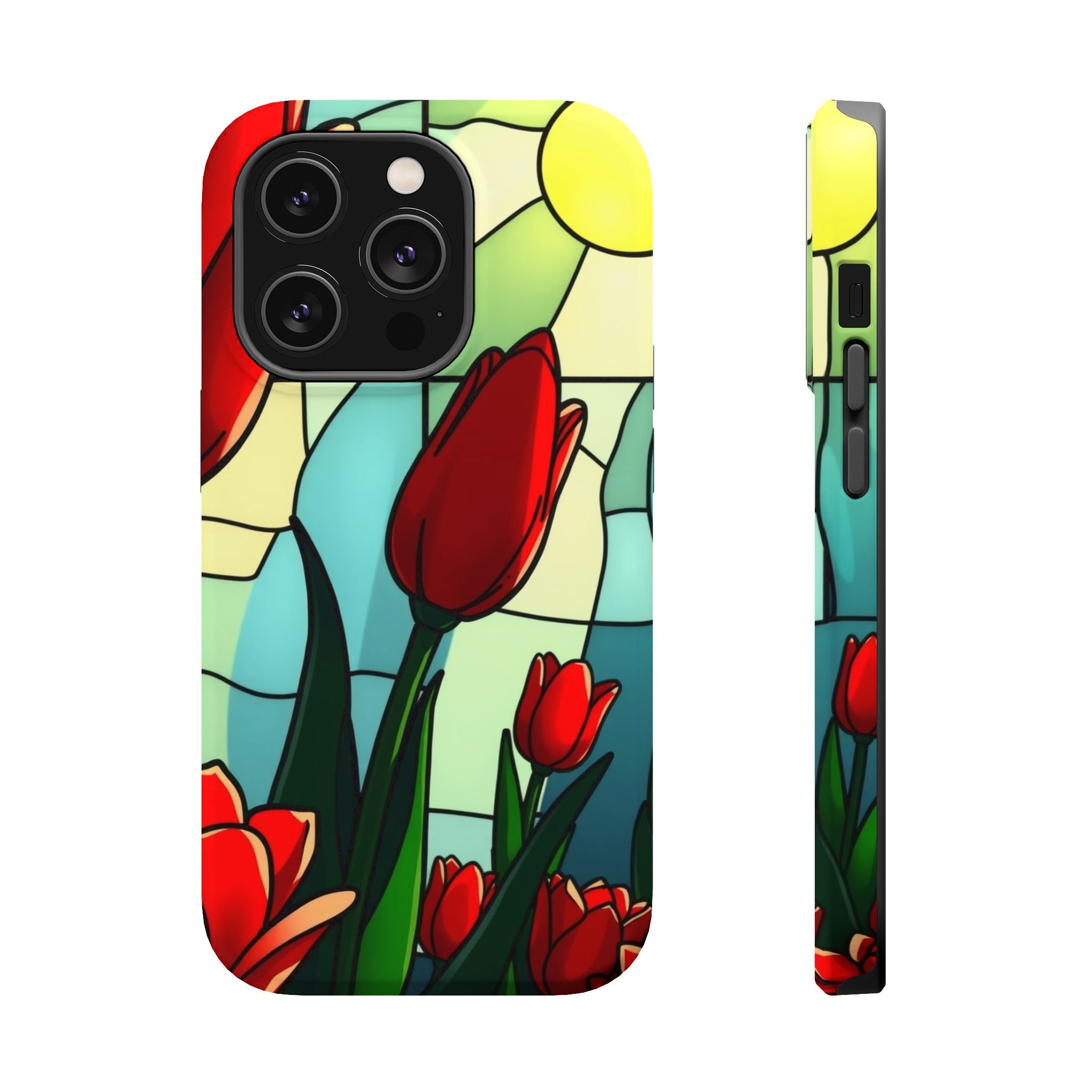 iPhone Tulip Row Stained Glass Slim Everyday Designer Case · iPhone Case