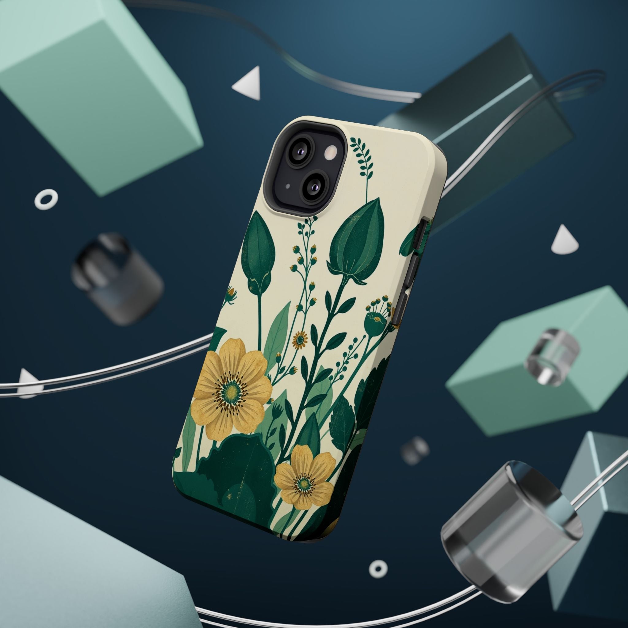 iPhone Emerald Green And Gold Pressed Botanicals Clean iPhone Minimal · iPhone C