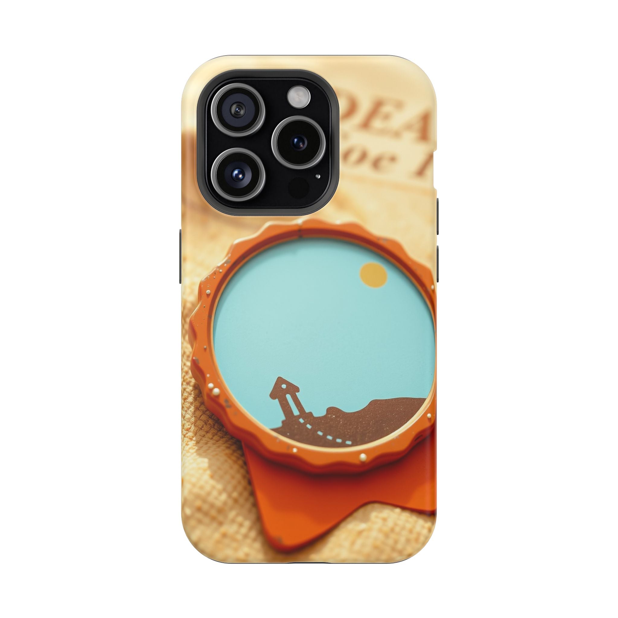 iPhone Burnt Orange And Sand Retro Travel Badge Soft Finish Everyday Case · iPho