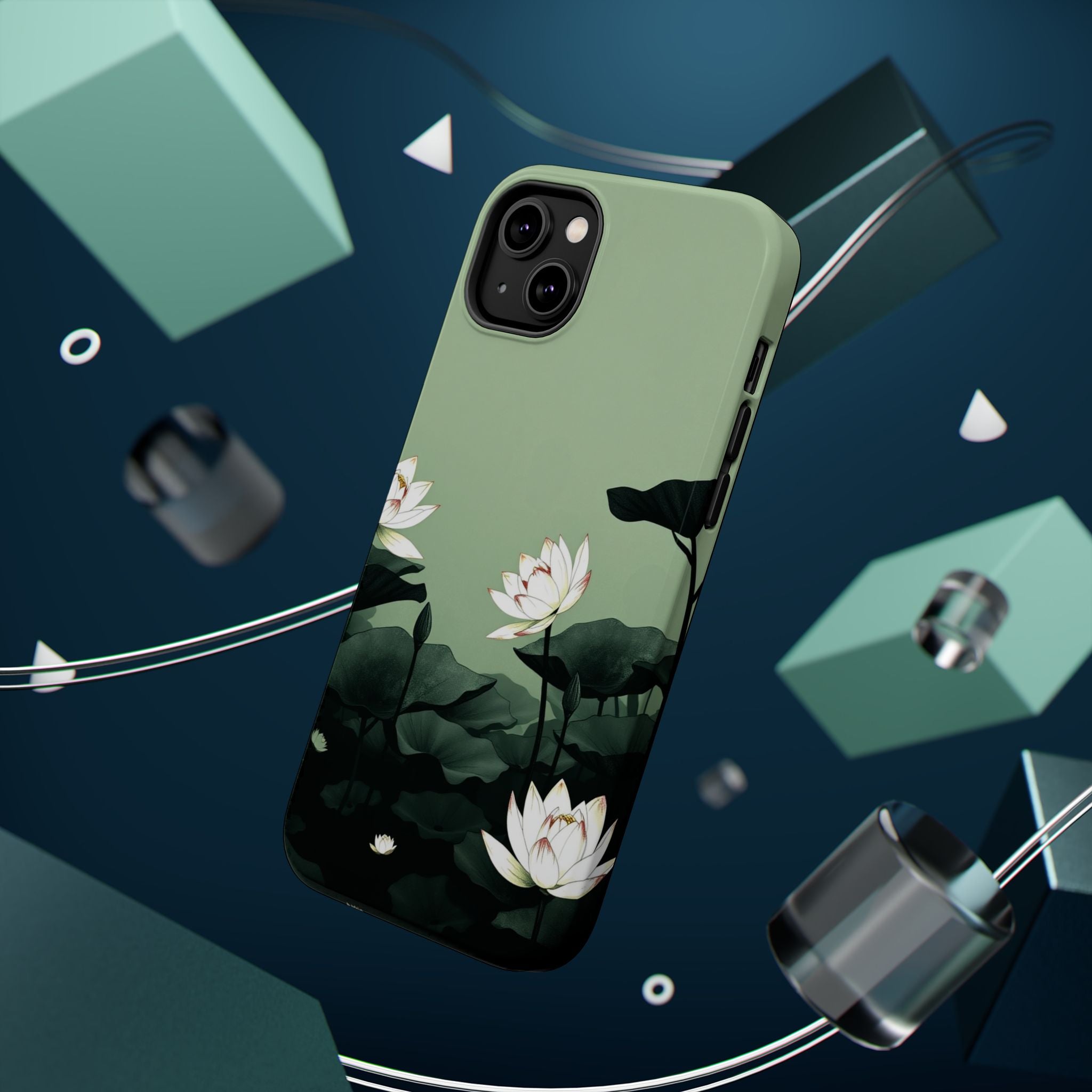 iPhone Sage And Ivory Lotus Pond Bold Modern Everyday Snap Case · iPhone Case