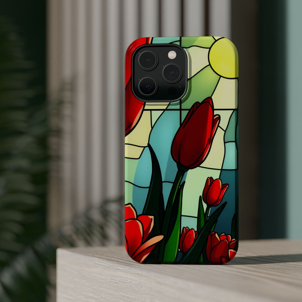 iPhone Tulip Row Stained Glass Slim Everyday Designer Case · iPhone Case