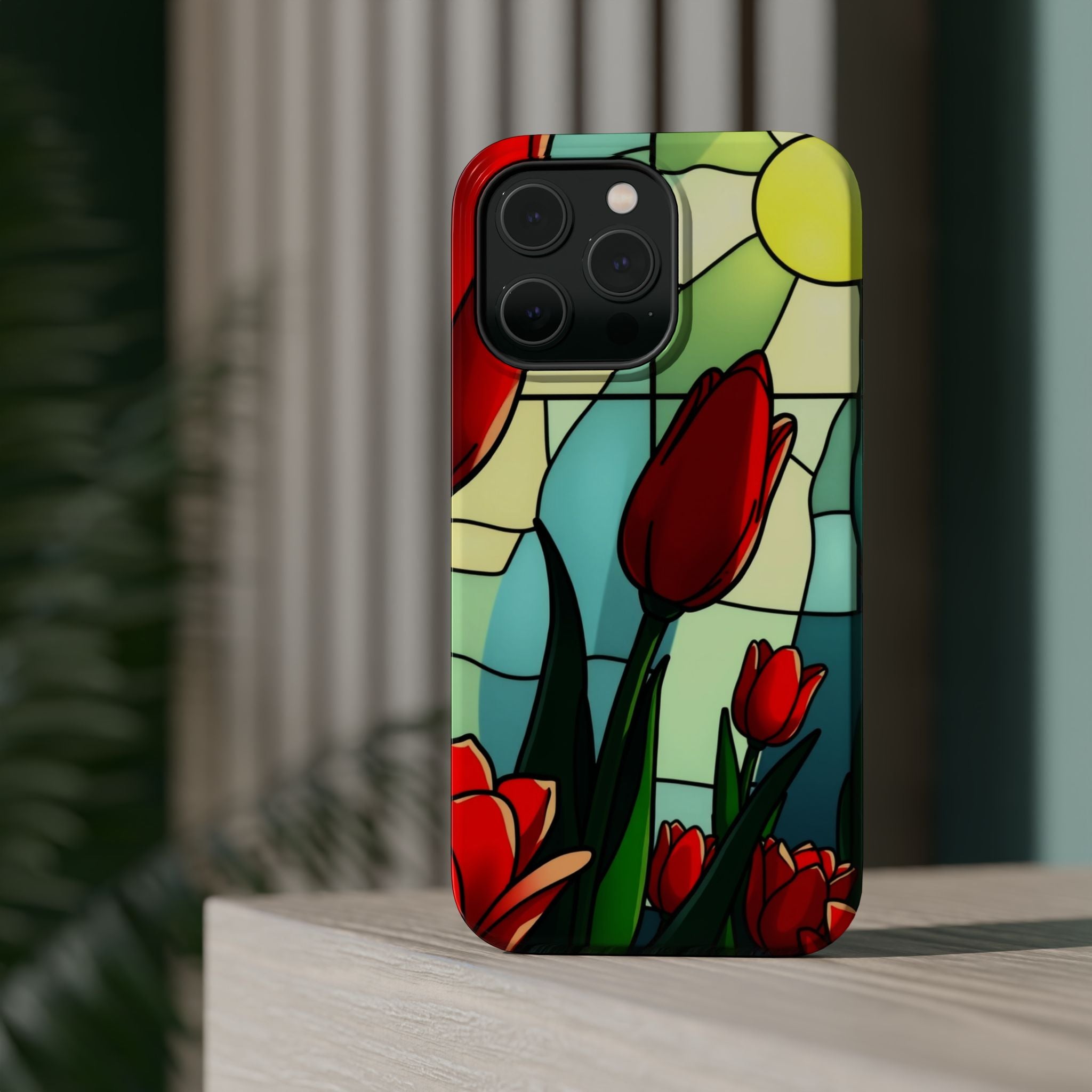 iPhone Tulip Row Stained Glass Slim Everyday Designer Case · iPhone Case