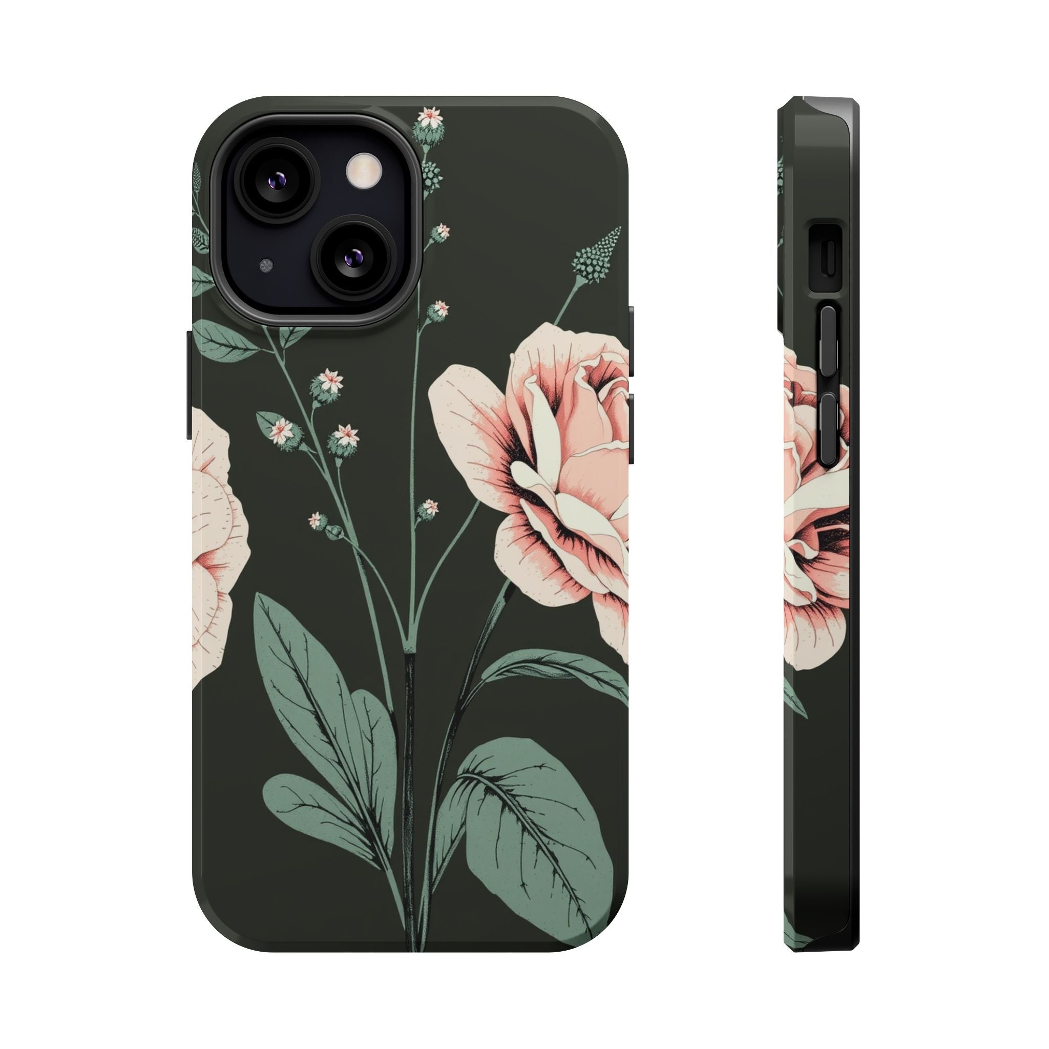 iPhone Mint And Blush Vintage Botanical Print Slim Everyday Designer Case · iPho