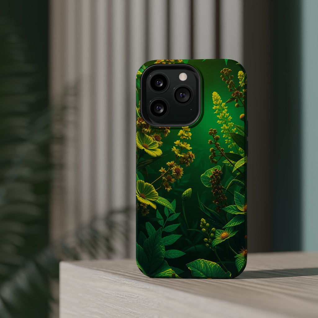 iPhone Emerald Green And Gold Vintage Botanicals Print Slim Snap Case · iPhone C