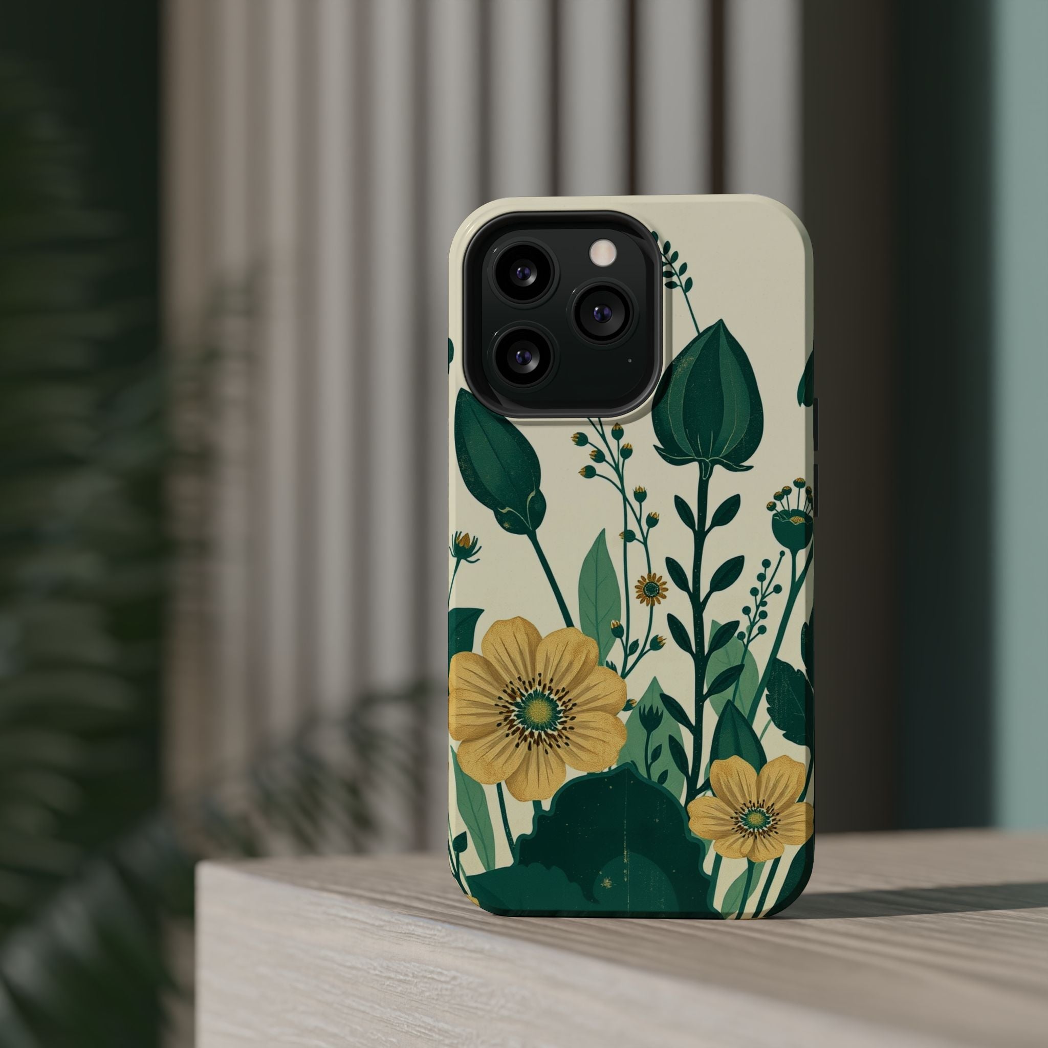 iPhone Emerald Green And Gold Pressed Botanicals Clean iPhone Minimal · iPhone C