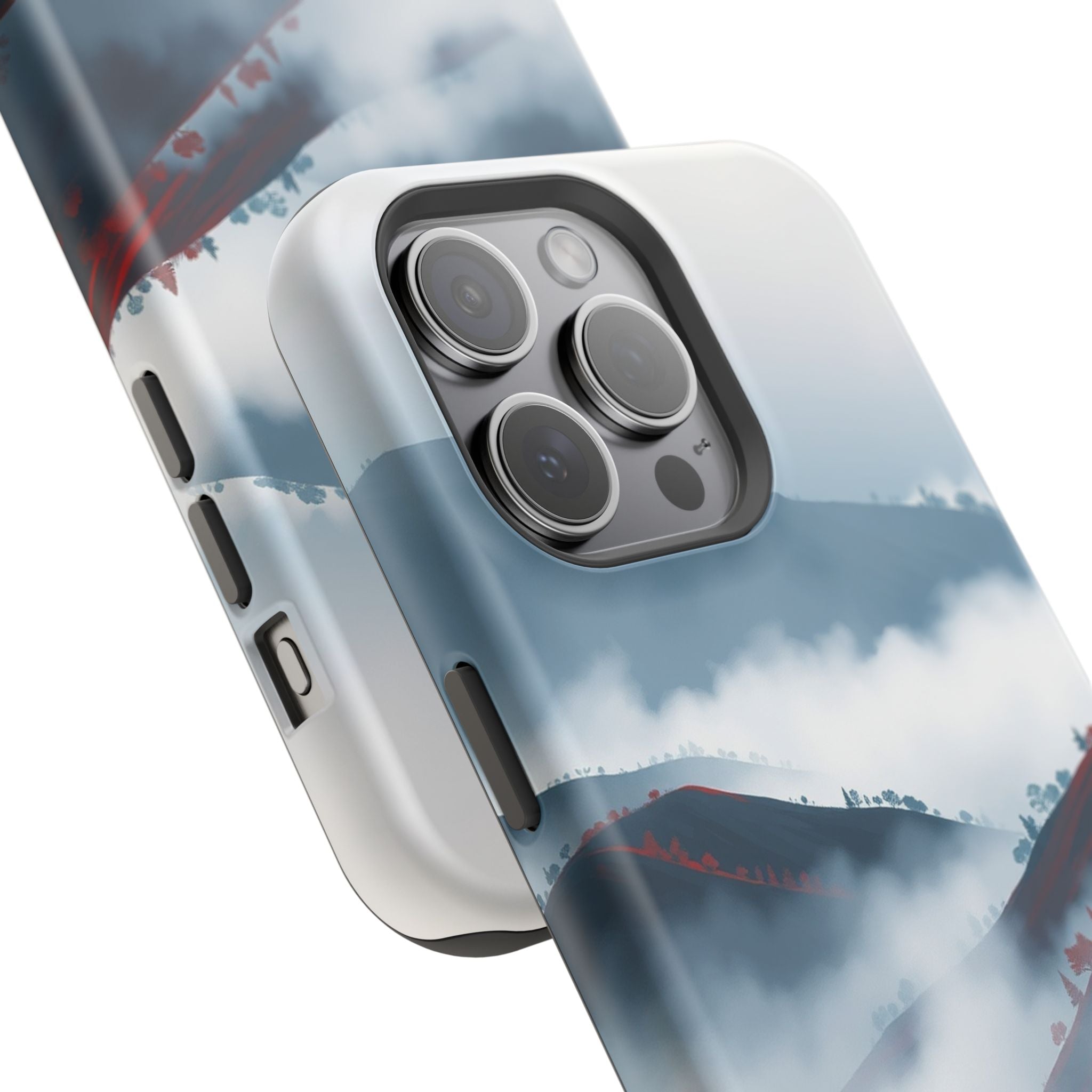 iPhone Black And Crimson Fog Rolling Over Hills Soft iPhone Finish · iPhone Case