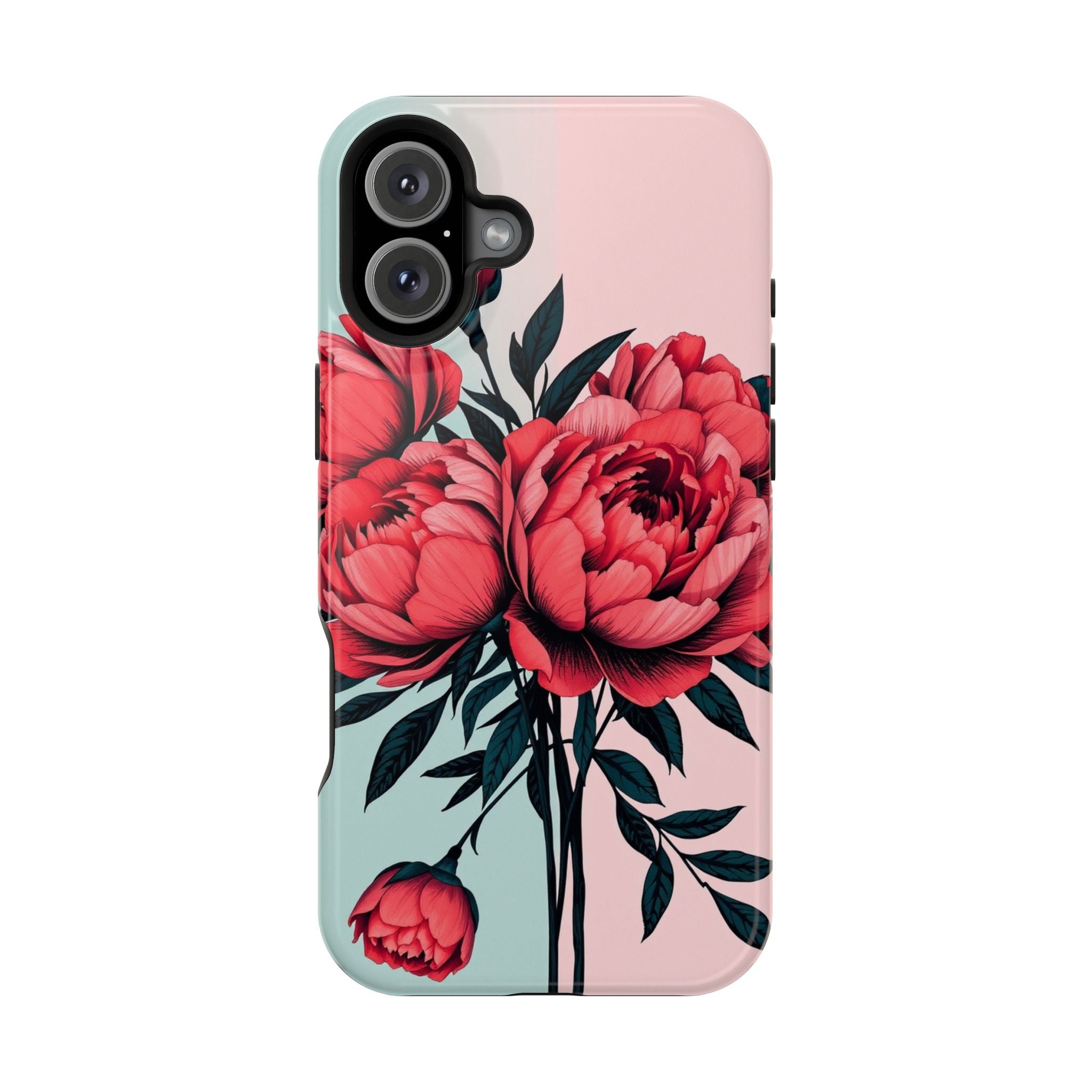 iPhone Teal And Coral Peony Bouquet Artistic Everyday Cas Slim Snap Case · iPhon