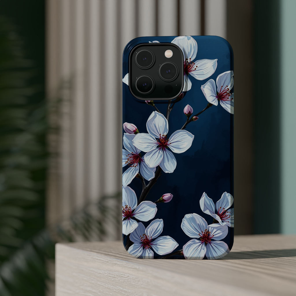 iPhone Midnight Blue And Silver Cherry Blossom Soft iPhone Finish · iPhone Case