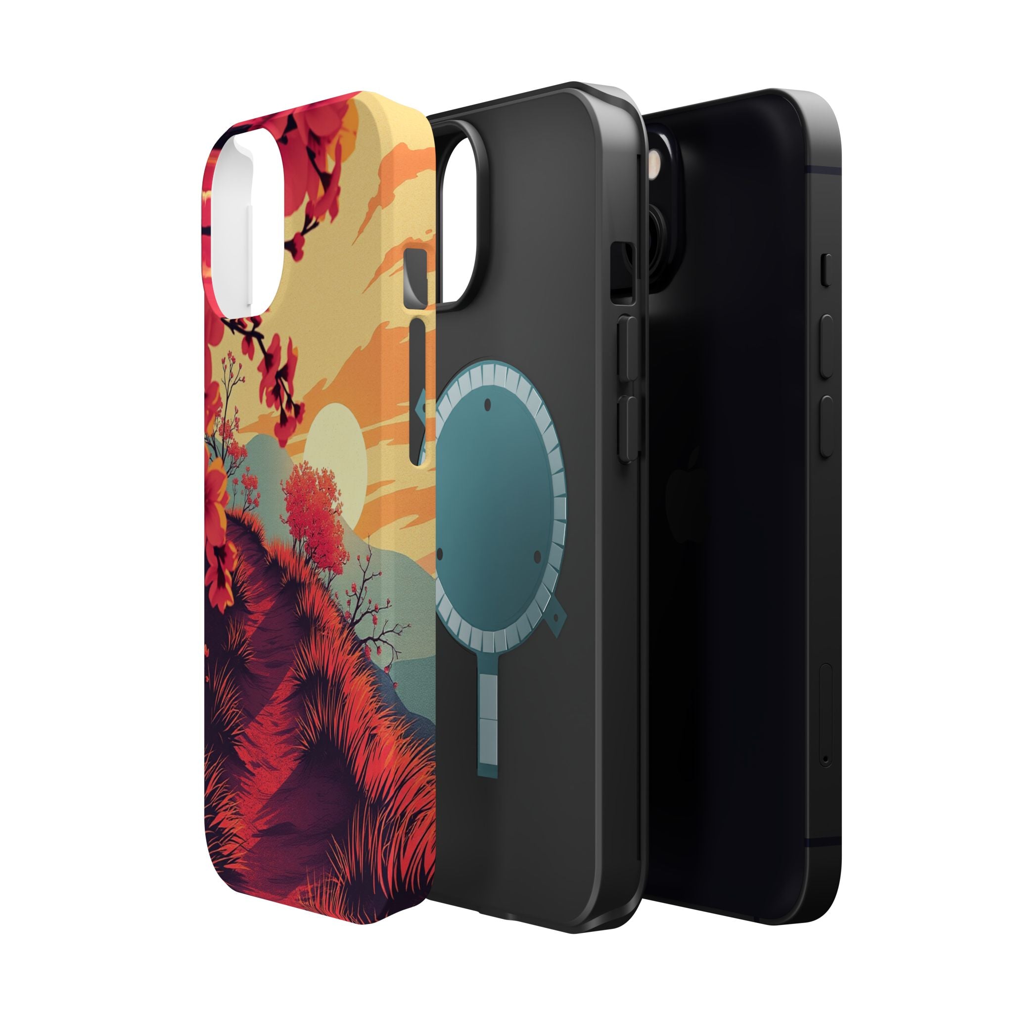 iPhone Sunset Amber And Peach Blossom Trail Soft iPhone 15 Finish · iPhone Case