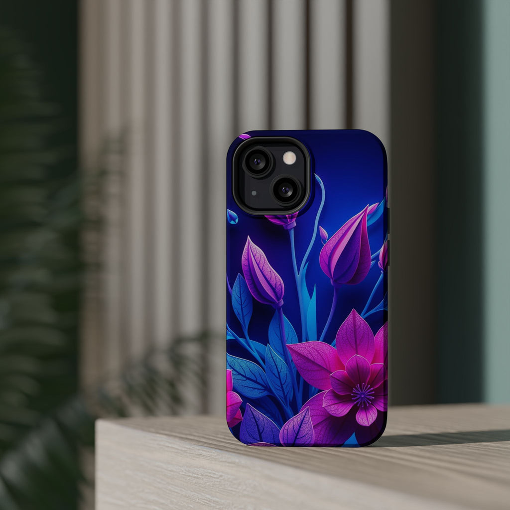 iPhone Neon Floral Paper Cut Art Bold Modern Everyday Snap Case · iPhone Case