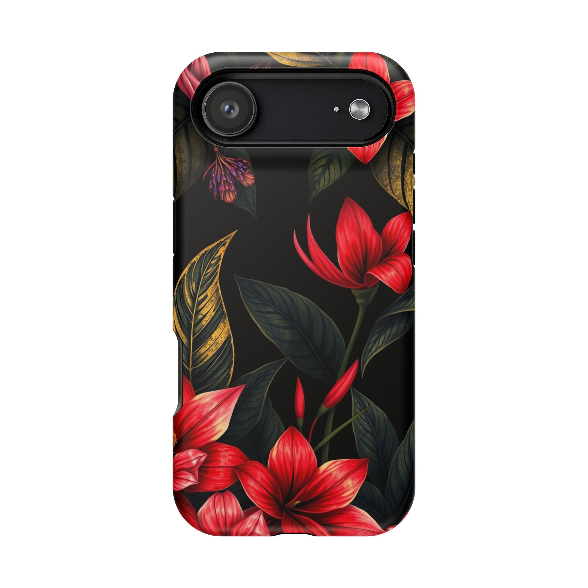 iPhone Black And Crimson Jungle Floral Slim Everyday Designer Case · iPhone Case
