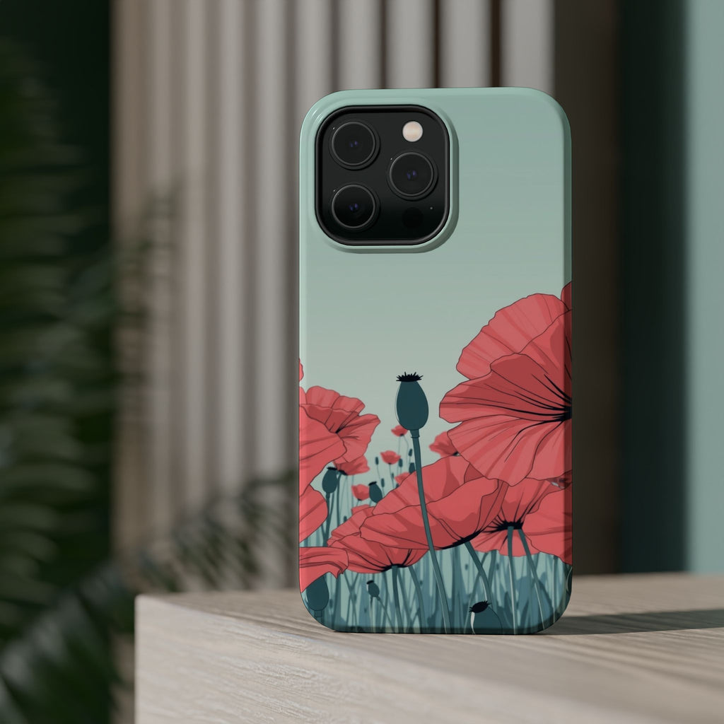 iPhone Mint And Blush Poppy Field Bold Modern Everyday Snap Case · iPhone Case