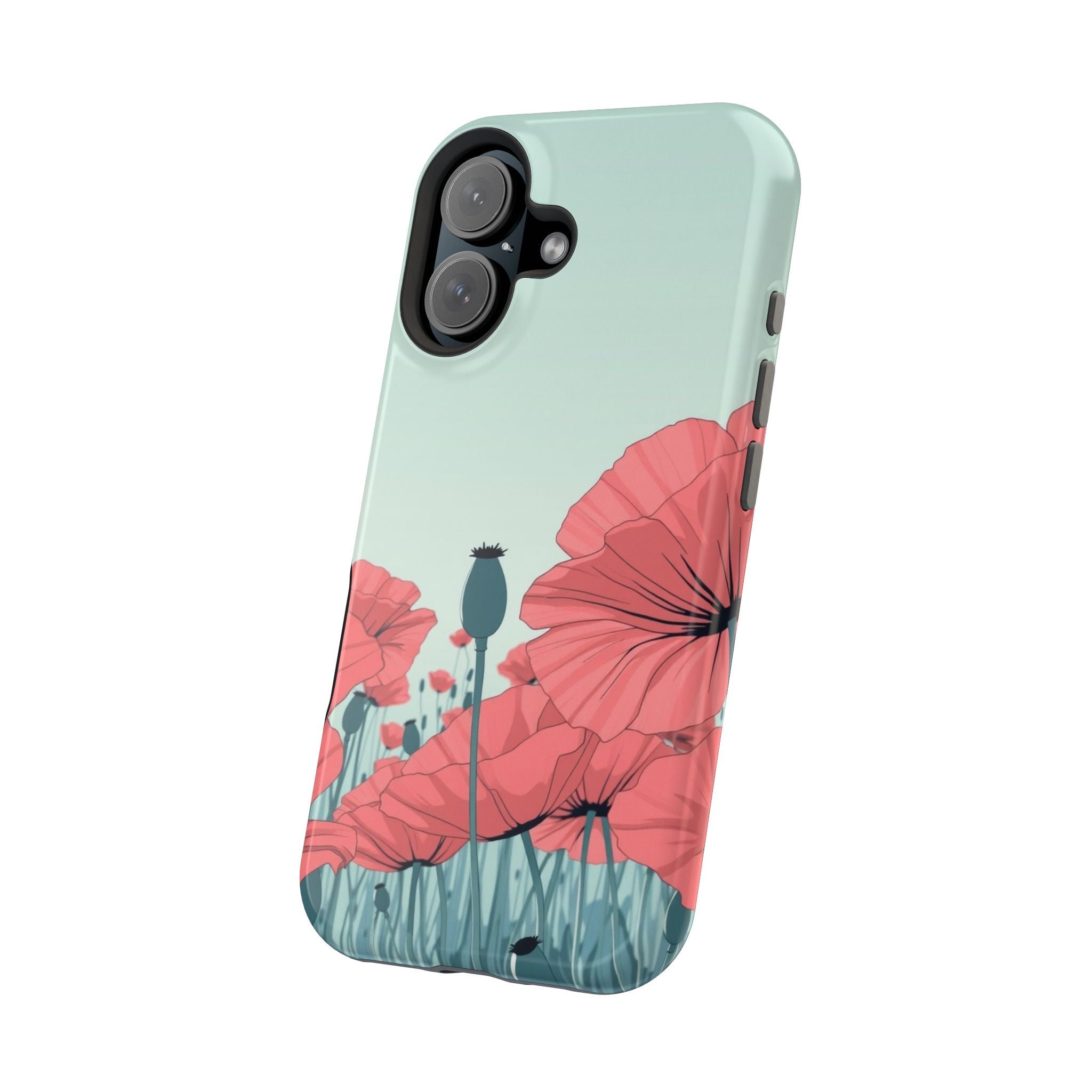 iPhone Mint And Blush Poppy Field Bold Modern Everyday Snap Case · iPhone Case