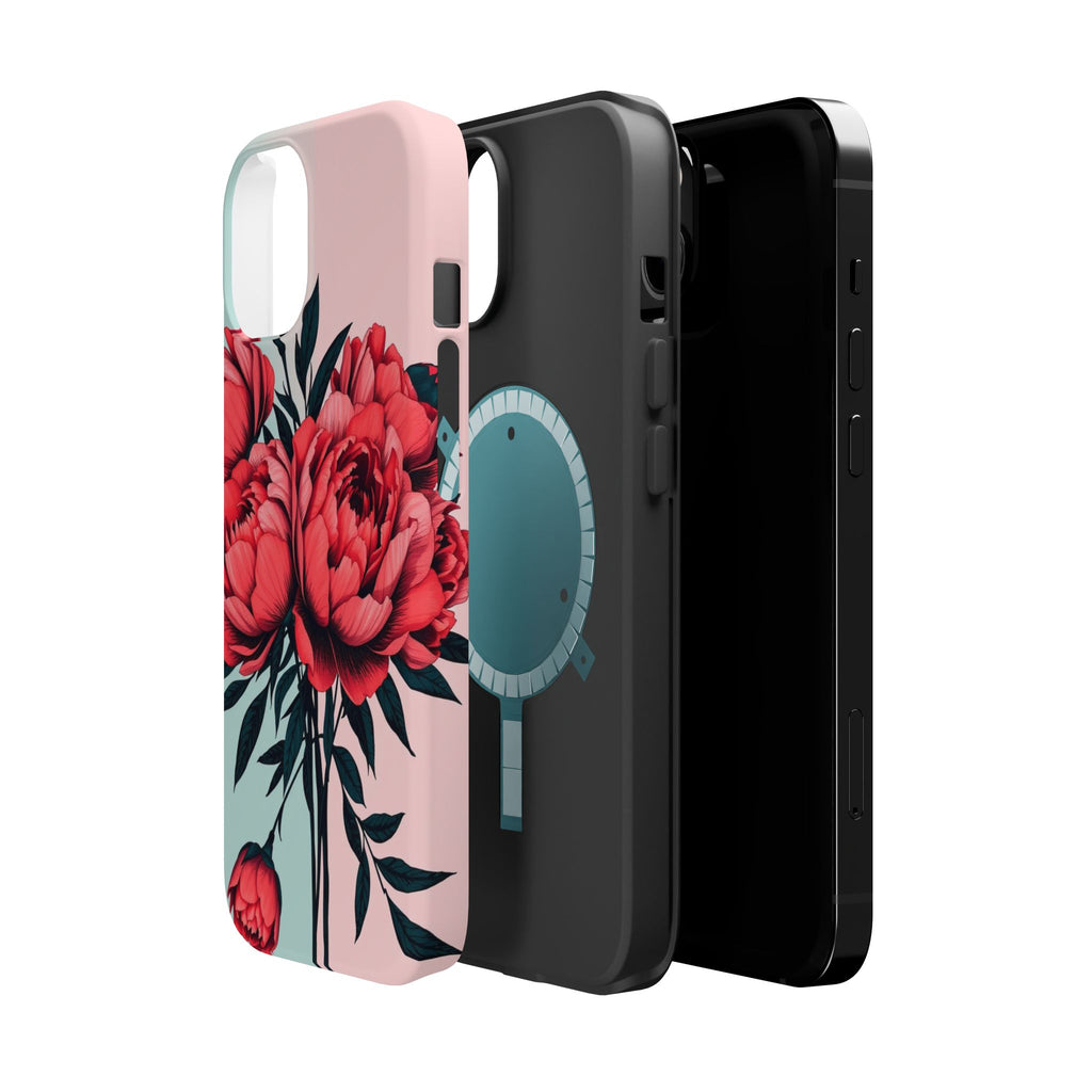 iPhone Teal And Coral Peony Bouquet Artistic Everyday Cas Slim Snap Case · iPhon