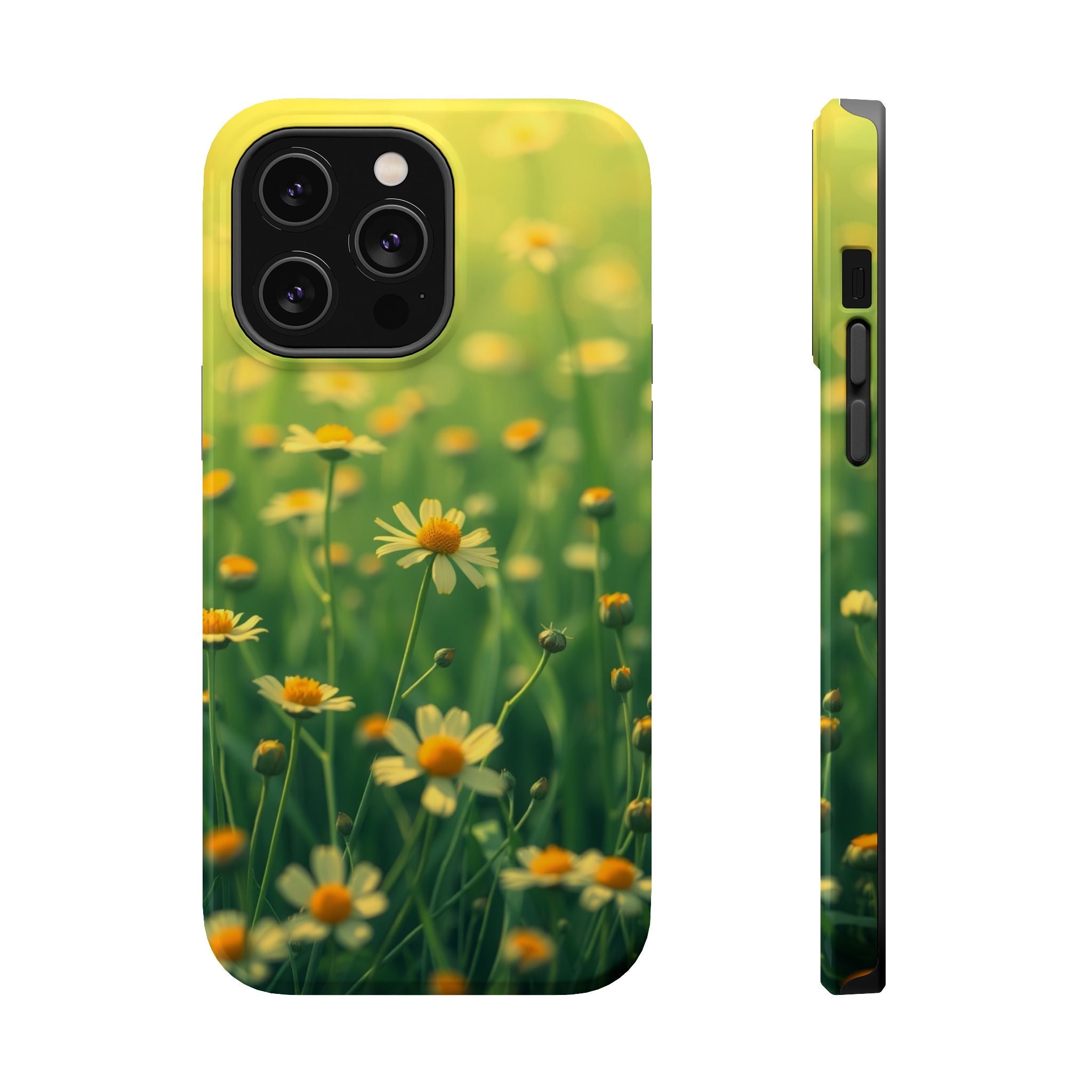 iPhone Emerald Green And Gold Wildflower Field Soft Finish Everyday · iPhone Cas