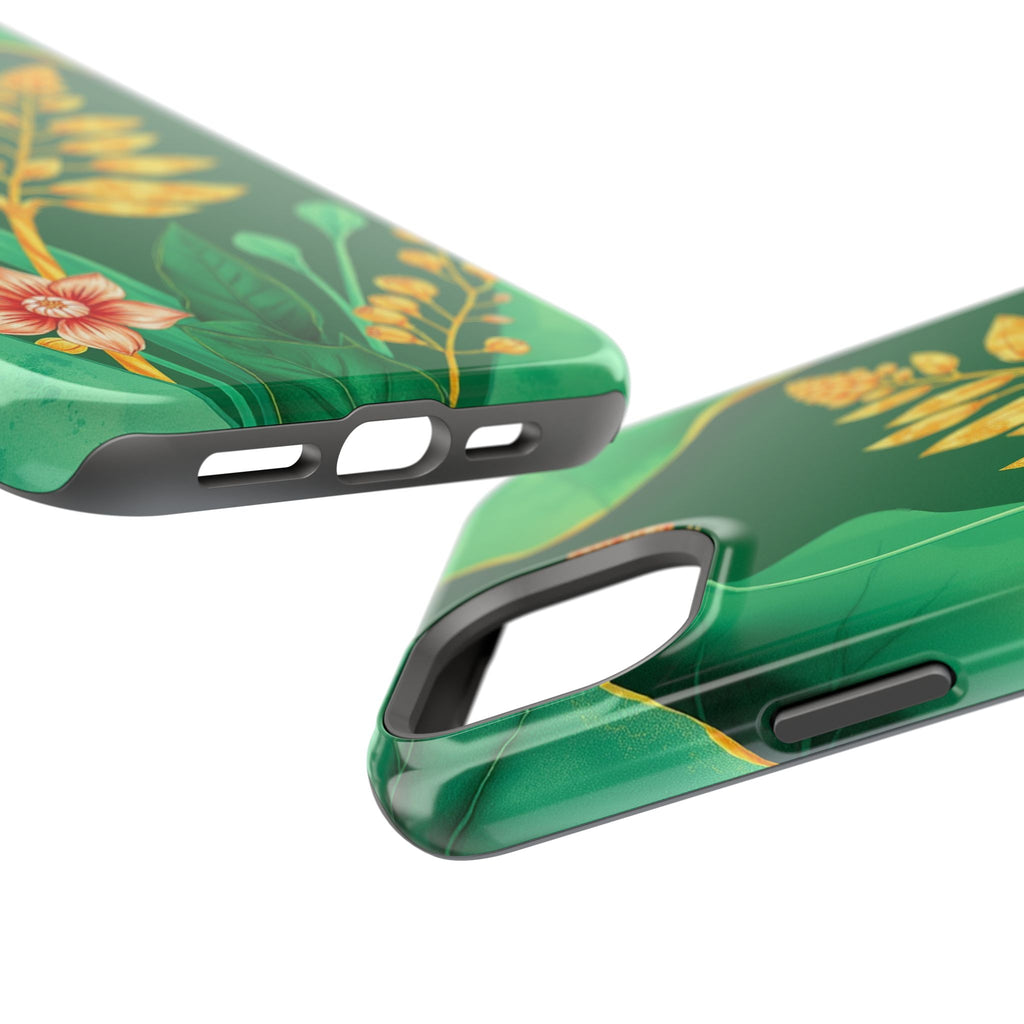 iPhone Emerald Green And Gold Botanical Illustration Ga Slim Snap Case · iPhone