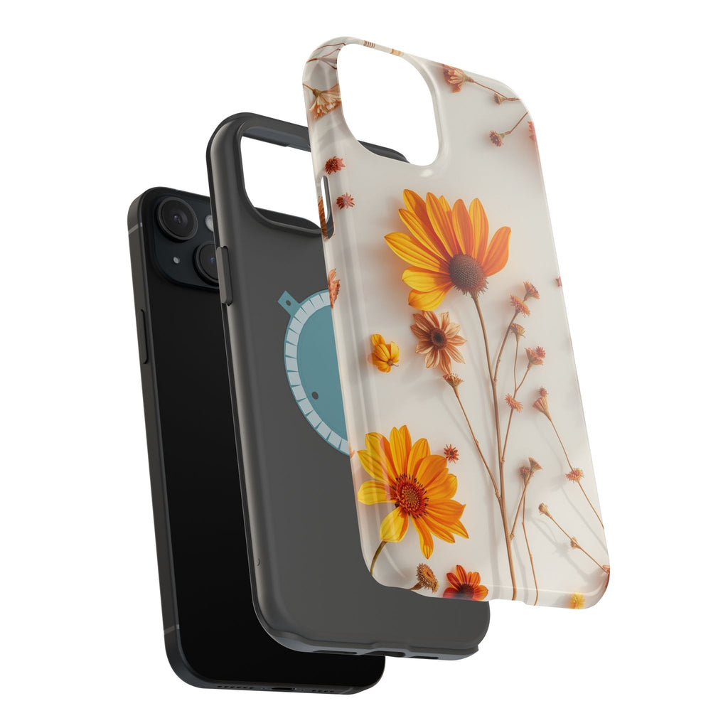 iPhone Mustard And Rust Dried Flower Flat Lay Carry Case Slim Snap Case · iPhone