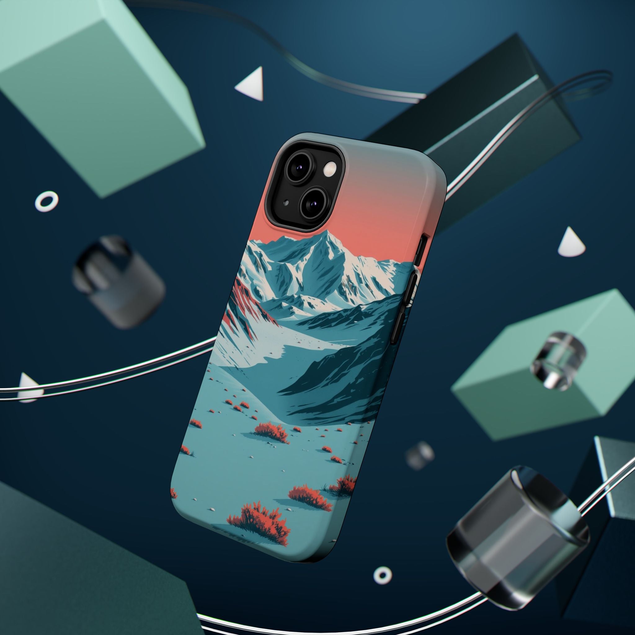 iPhone Teal And Coral Arctic Tundra Slim Everyday Designer Case · iPhone Case