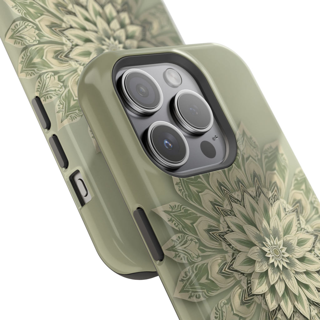 iPhone Sage And Ivory Floral Mandala Slim Everyday Designer Case · iPhone Case