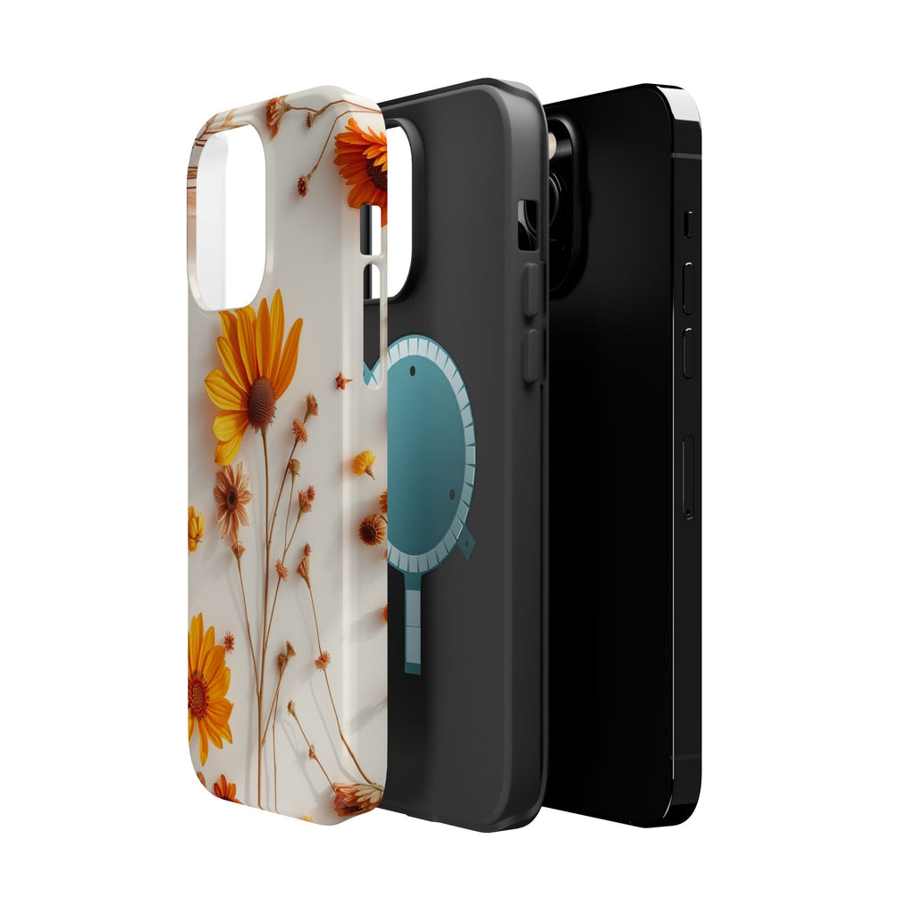 iPhone Mustard And Rust Dried Flower Flat Lay Carry Case Slim Snap Case · iPhone