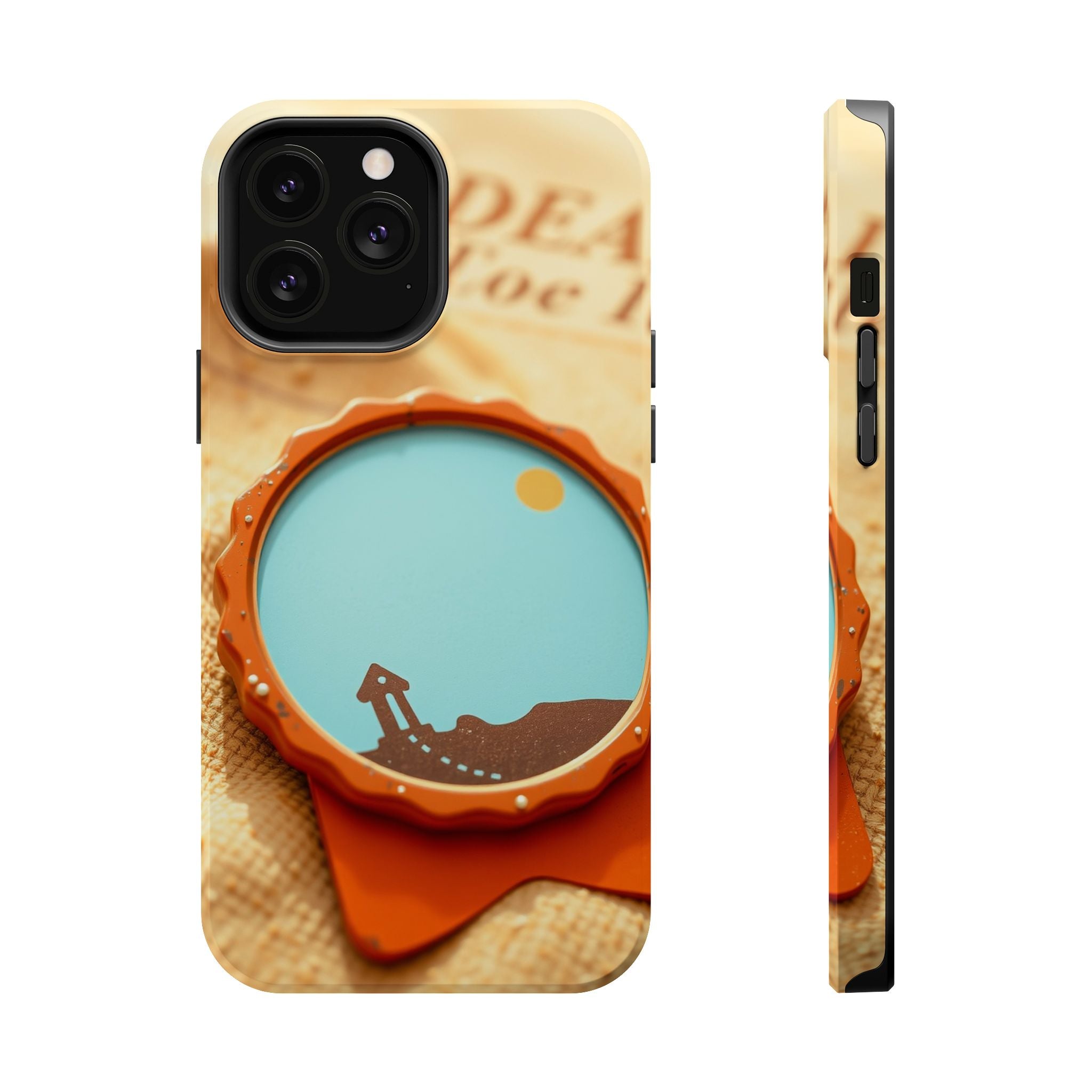 iPhone Burnt Orange And Sand Retro Travel Badge Soft Finish Everyday Case · iPho