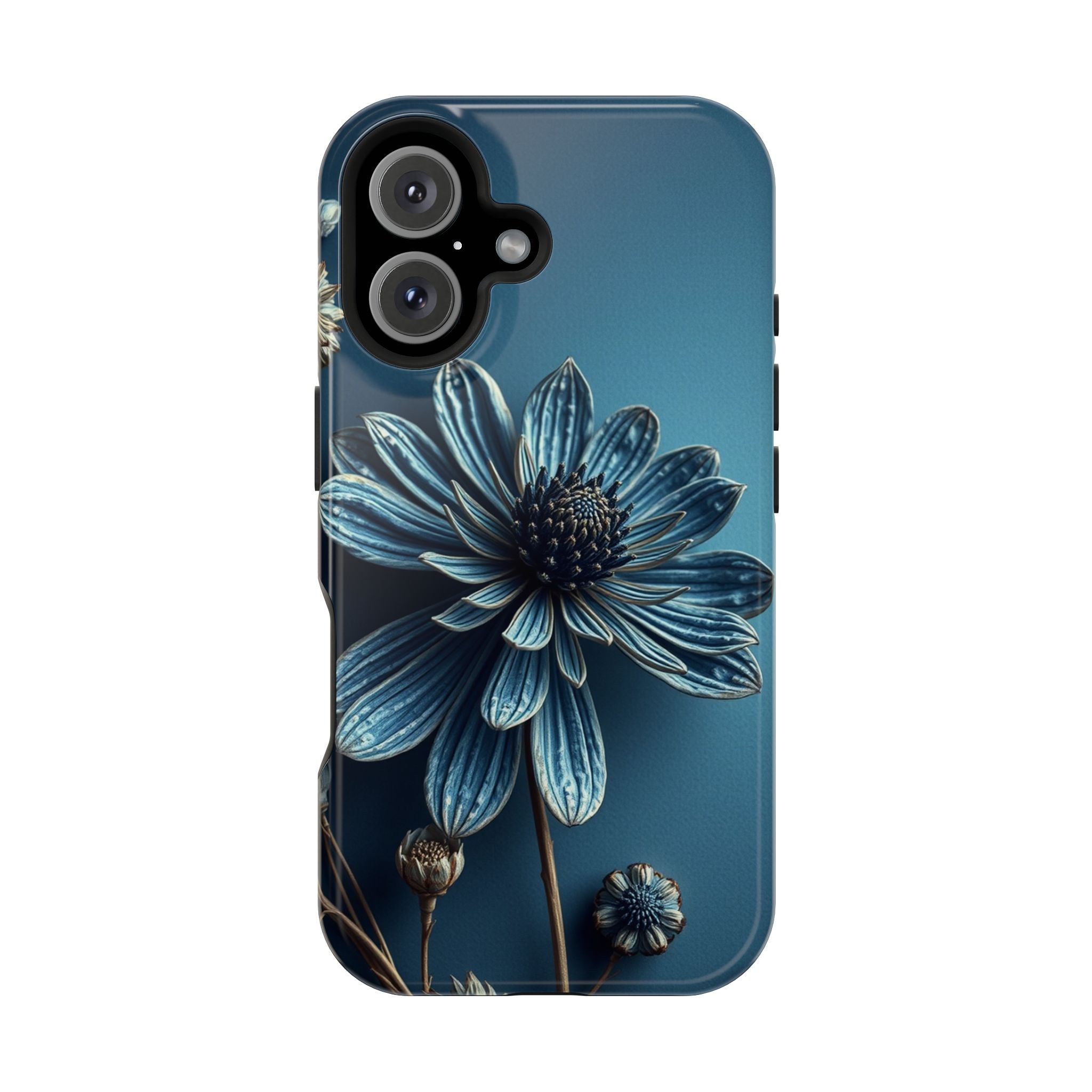 iPhone Midnight Blue And Silver Dried Flower Flat Lay iPhone 15 · iPhone Case