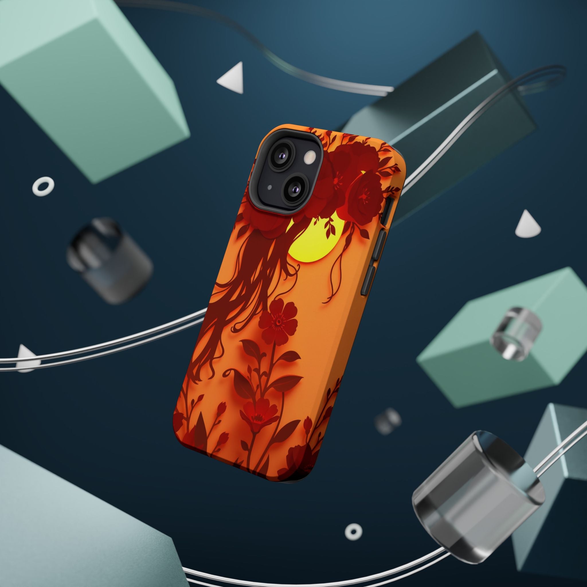 iPhone Sunset Amber And Peach Floral Crown Slim iPhone Everyday · iPhone Case